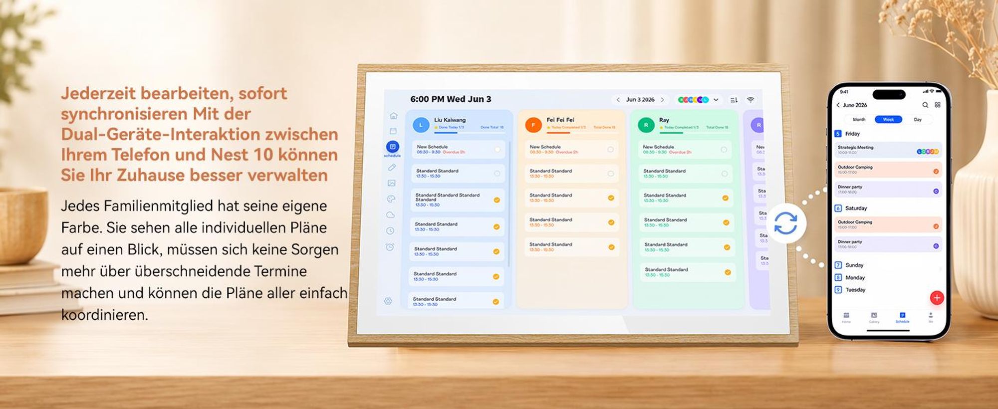 2026 NEU! Blackview NEST 10, 10,1" Digitaler Kalender und Bilderrahmen mit Touch, WIFI, 1280x800, 16:10, Foto-Sharing, Kindersicherung, Holzdesign