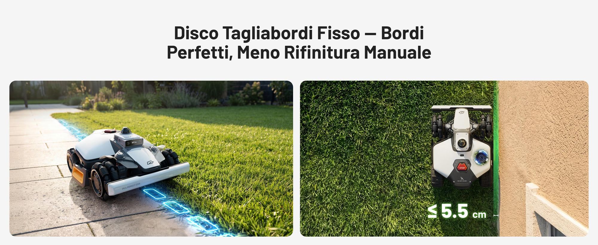 Robot tagliaerba Mammotion LUBA Mini 2 AWD 1500, senza filo, fino a 1500 m², taglio bordi, DropMow, mappatura, Modulo 4G, APP