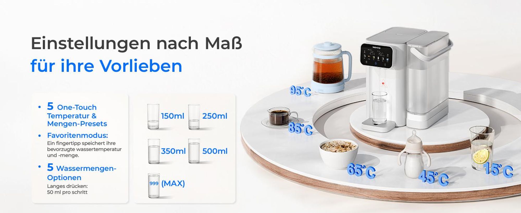 Waterdrop CT01 Heiß & Kalt Wasserspender mit Filter, Reduziert TDS, Kalk & Chlor, Erhält Wichtige Mineralien, 8-Stufen-Filtration mit UV-Sterilisation