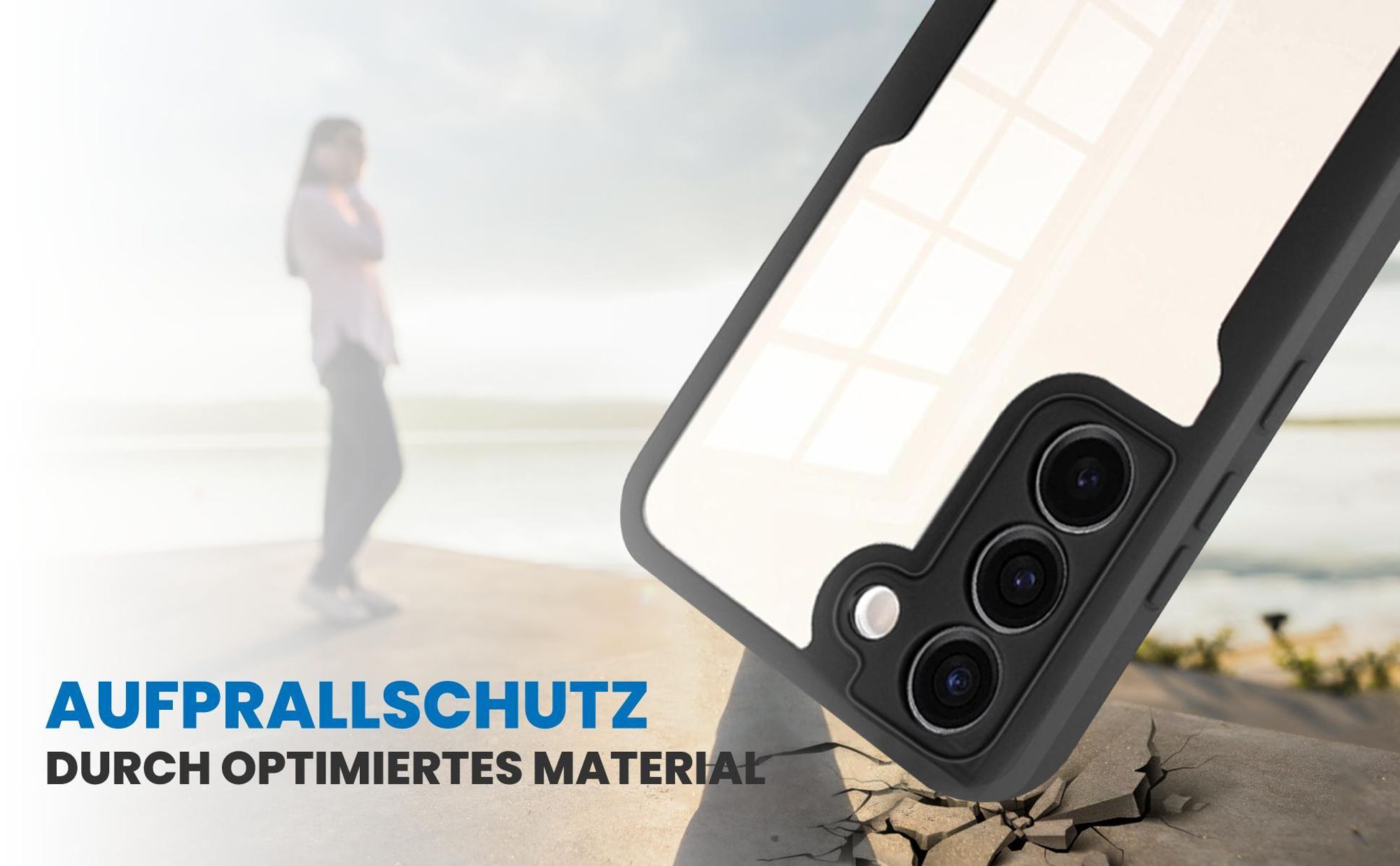 Schwarzes Front Back Cover für Samsung Galaxy S23 mit Aufprallschutz