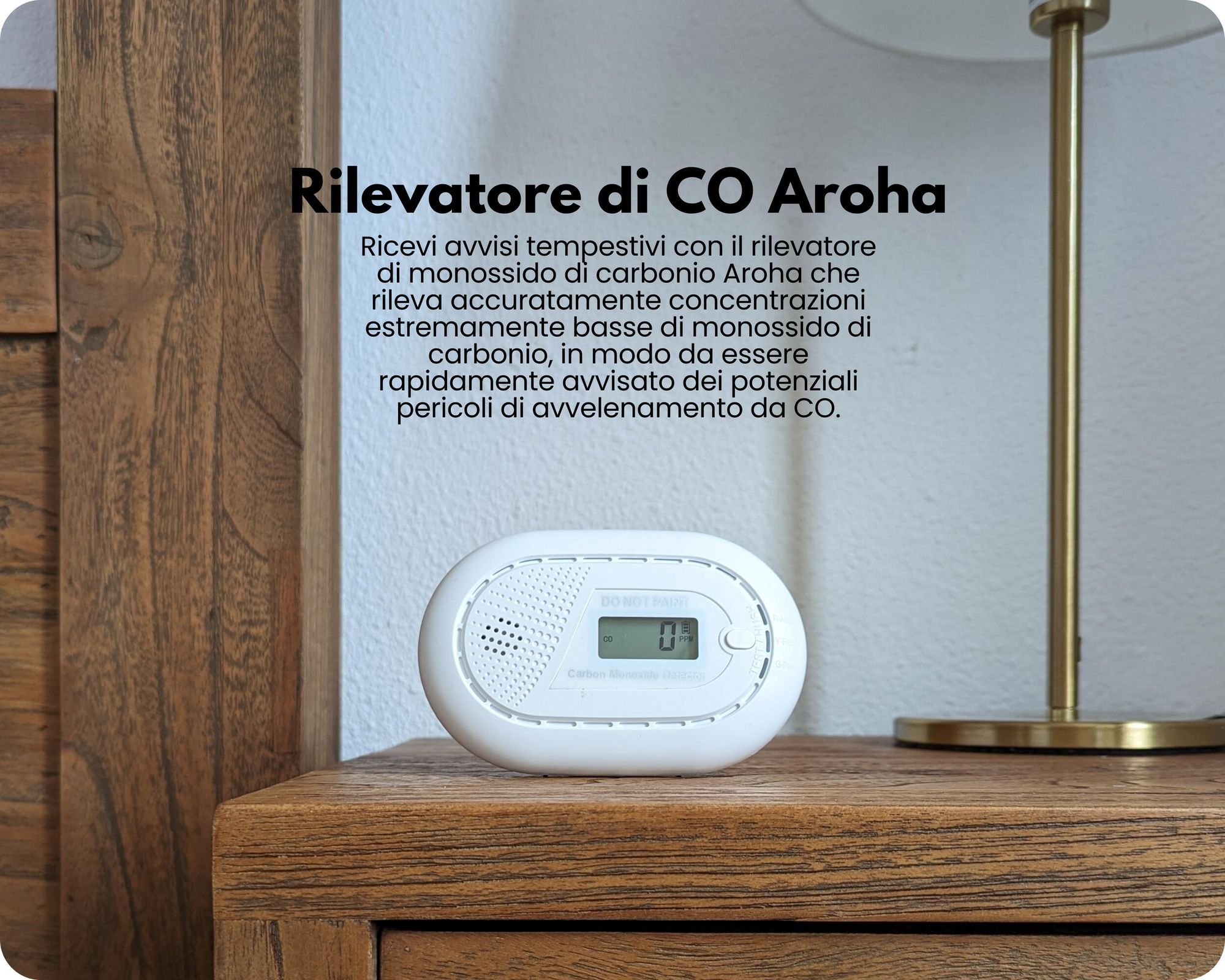 Aroha Safety Pro Rilevatore Monossido di Carbonio - Batteria da 10 Anni - Allarme Monossido di Carbonio, Portatile, Sensore CO