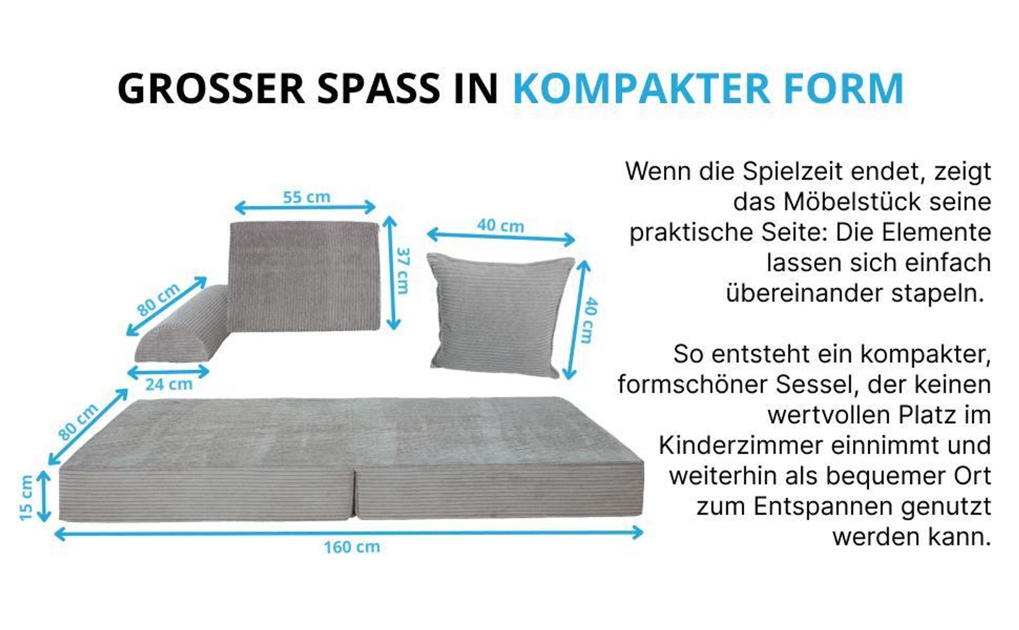 spielsofa kindersofa kindersessel kindercouch schaumstoffbausteine cordstoff