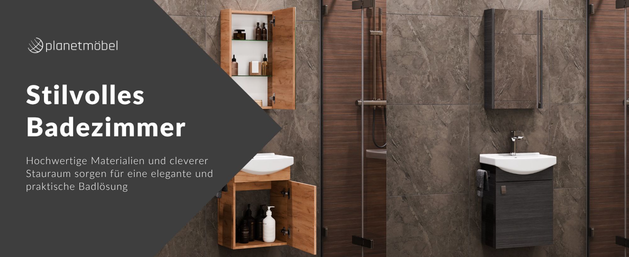 Planetmöbel Badmöbel-Set mit Spiegelschrank 45cm Weiß