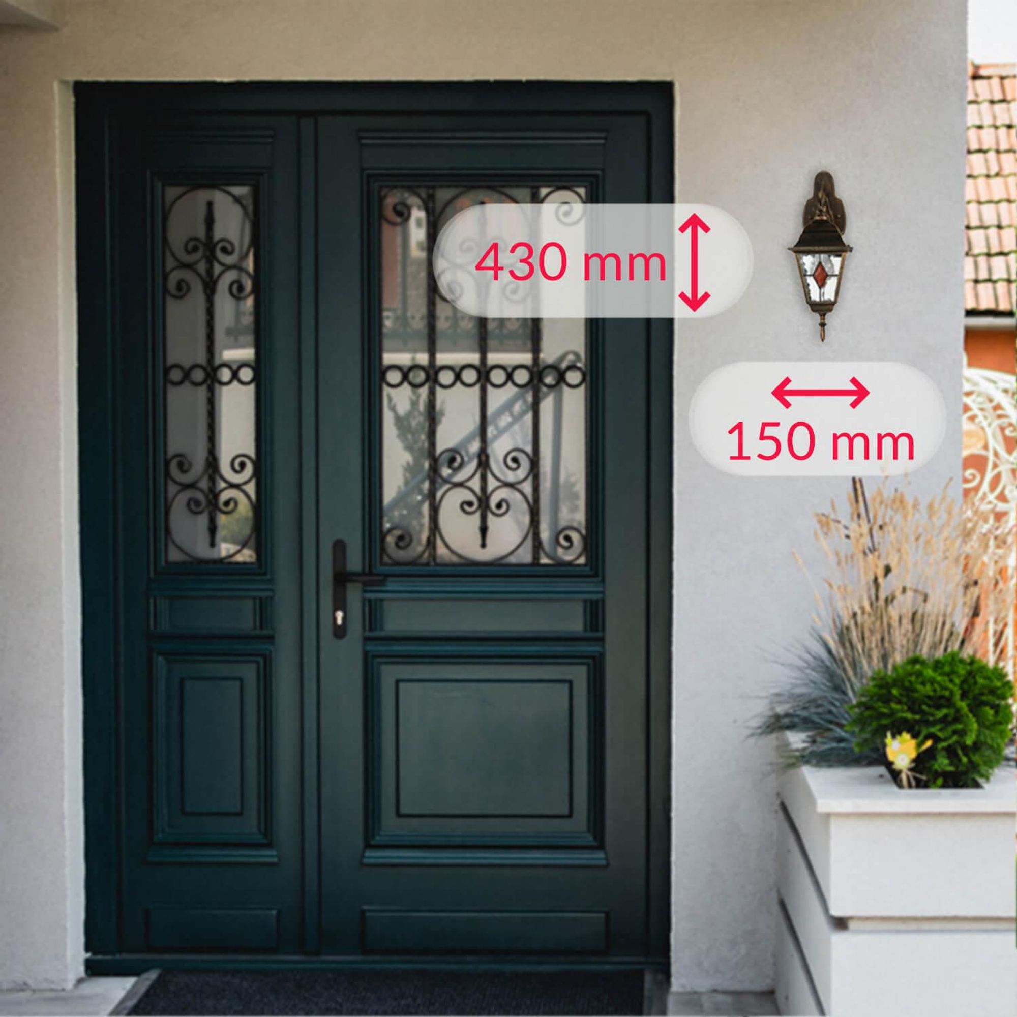 Perfekte Außenleuchte neben der Haustür im Eingangsbereich, auf dem Balkon und der Terrasse