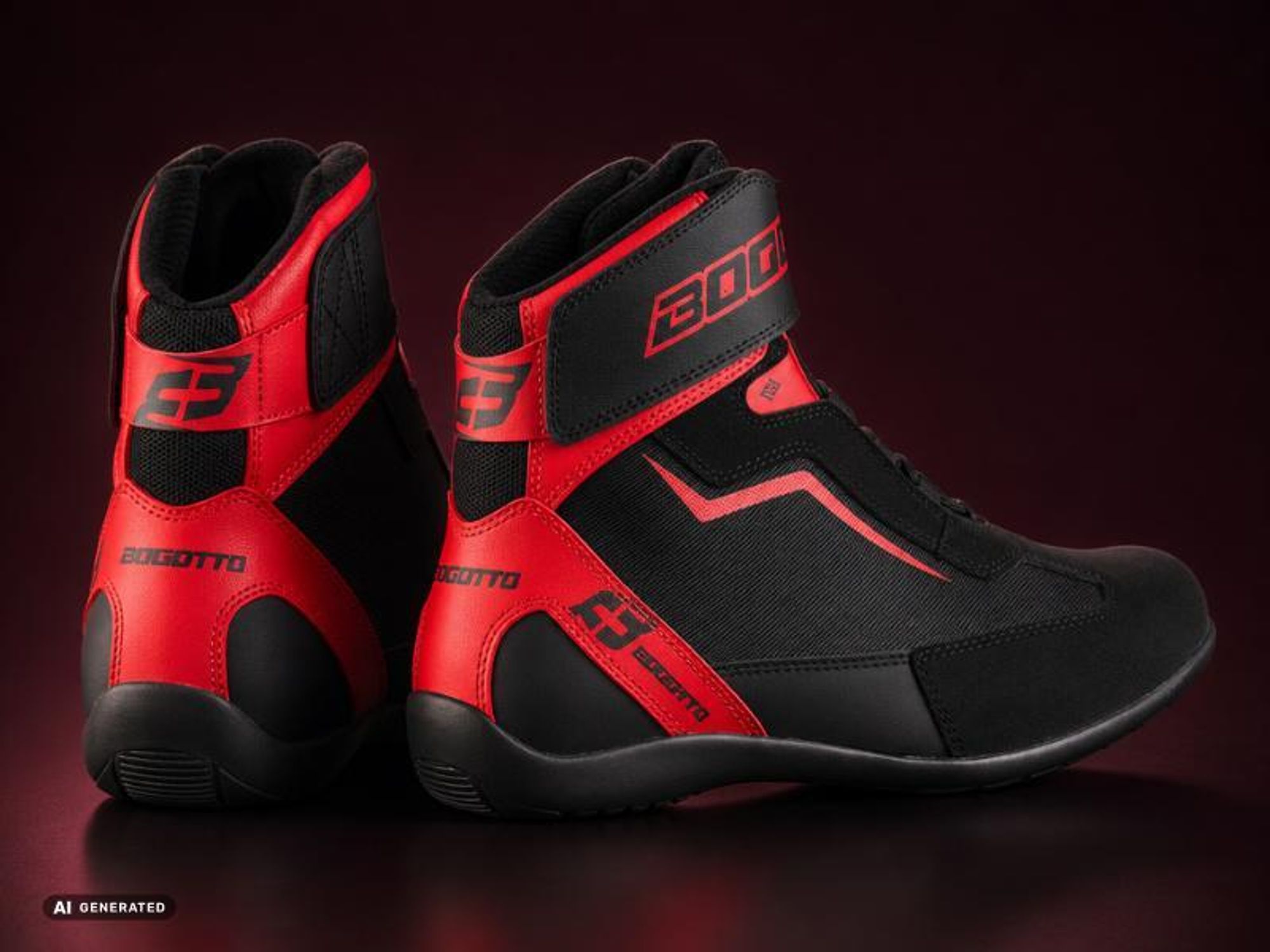 Bogotto Mix District motorschoenen, zwart/rood, maat 38