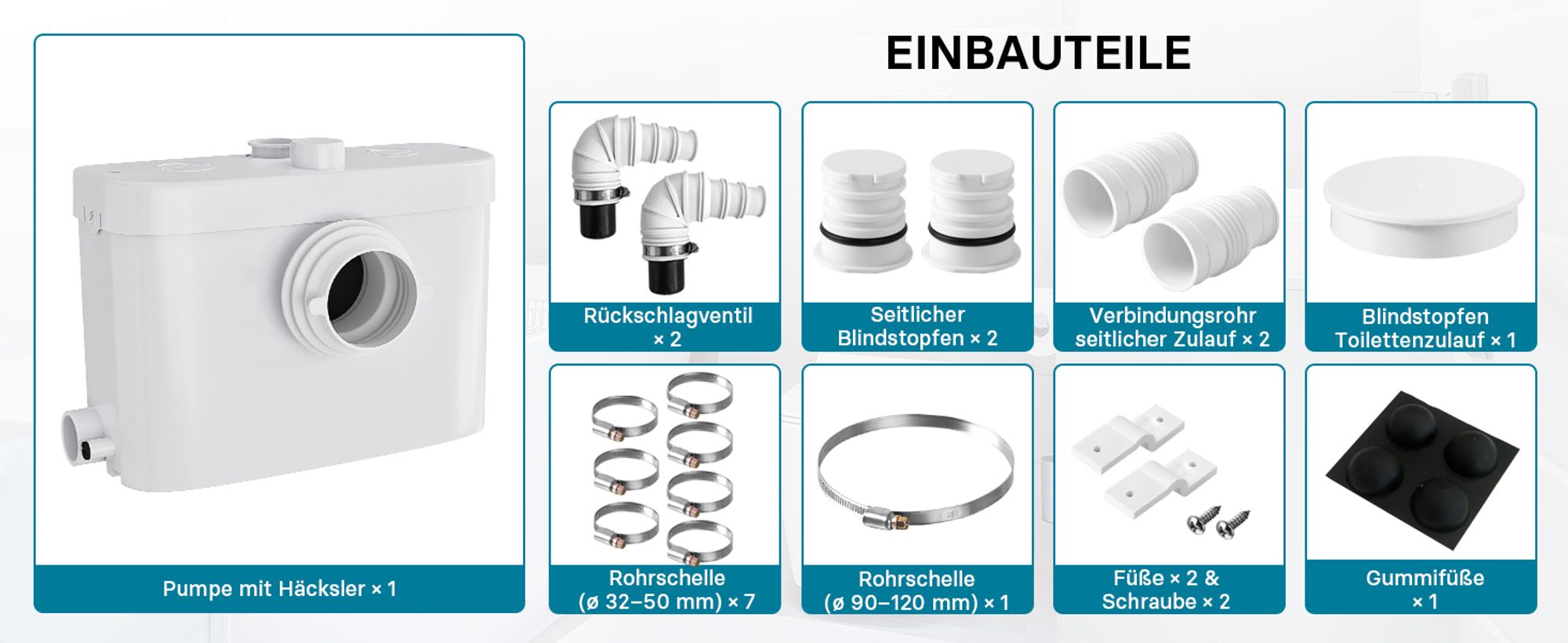 XPOtool 3/1 Kleinhebeanlage mit Frontanschluss, Hebeanlage 450 W mit Häcksler, Abwasserhebeanlage bis 7,5 m, Fäkalienhebeanlage für WC und Dusche