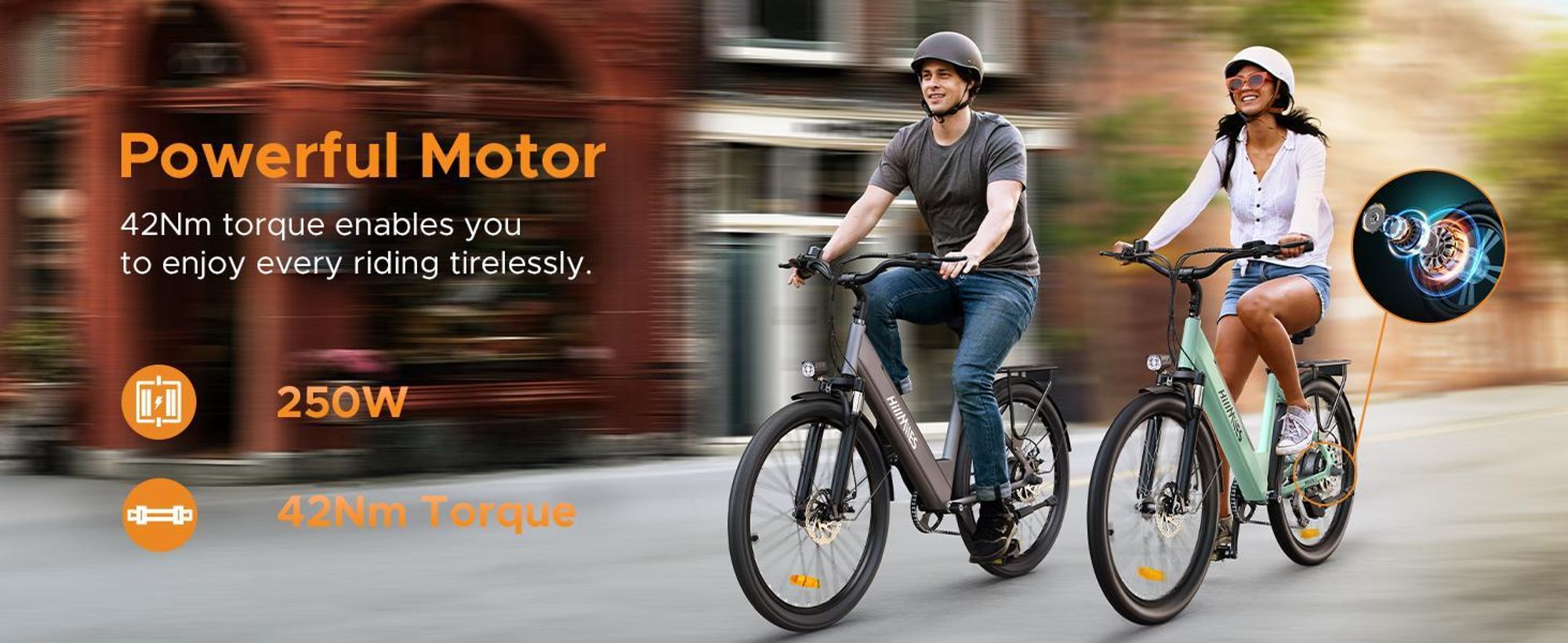 HillMiles E Bike, městské elektrokolo a E-Hollandbike s 36V 13Ah baterií do 80-100km, SHIMANO 7 rychlostí, 250W motor a 25km/h, MileCity1