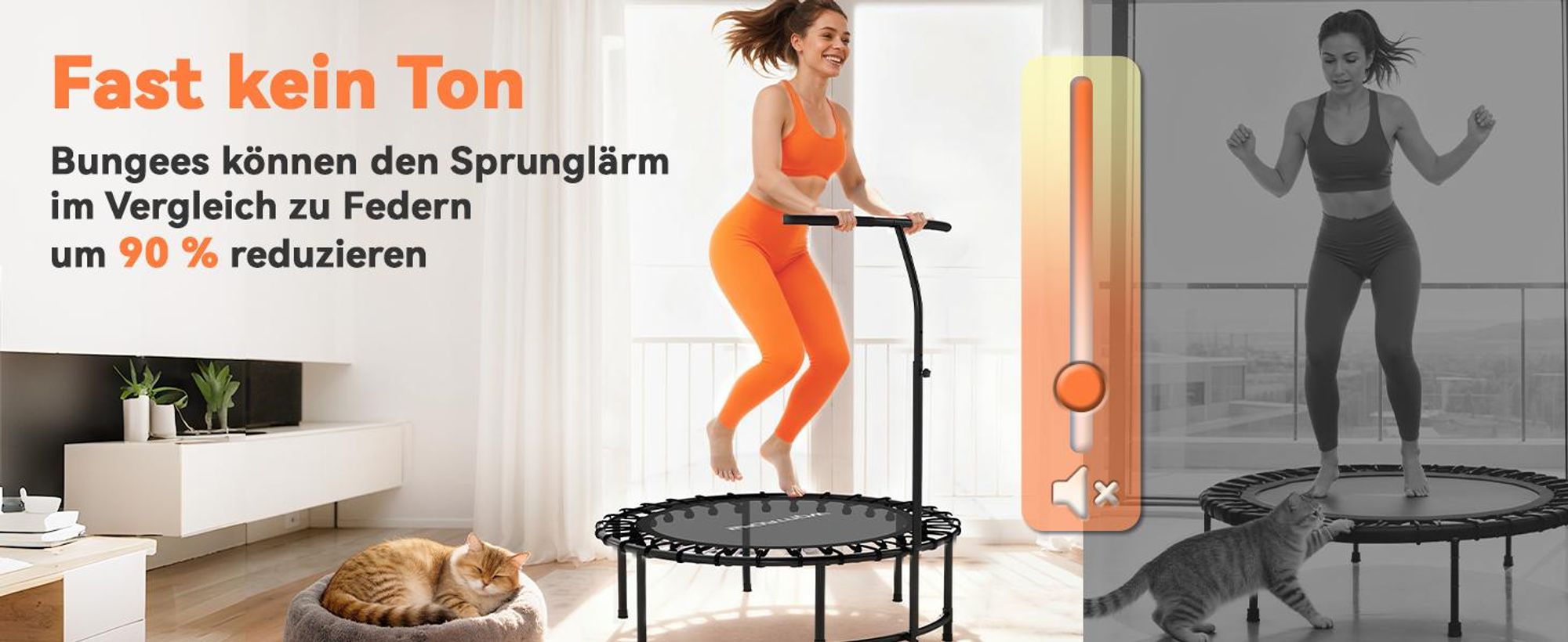 SPORTNOW Fitness Trampolin klappbar Ø102 cm Mini Trampoline mit Haltegriff