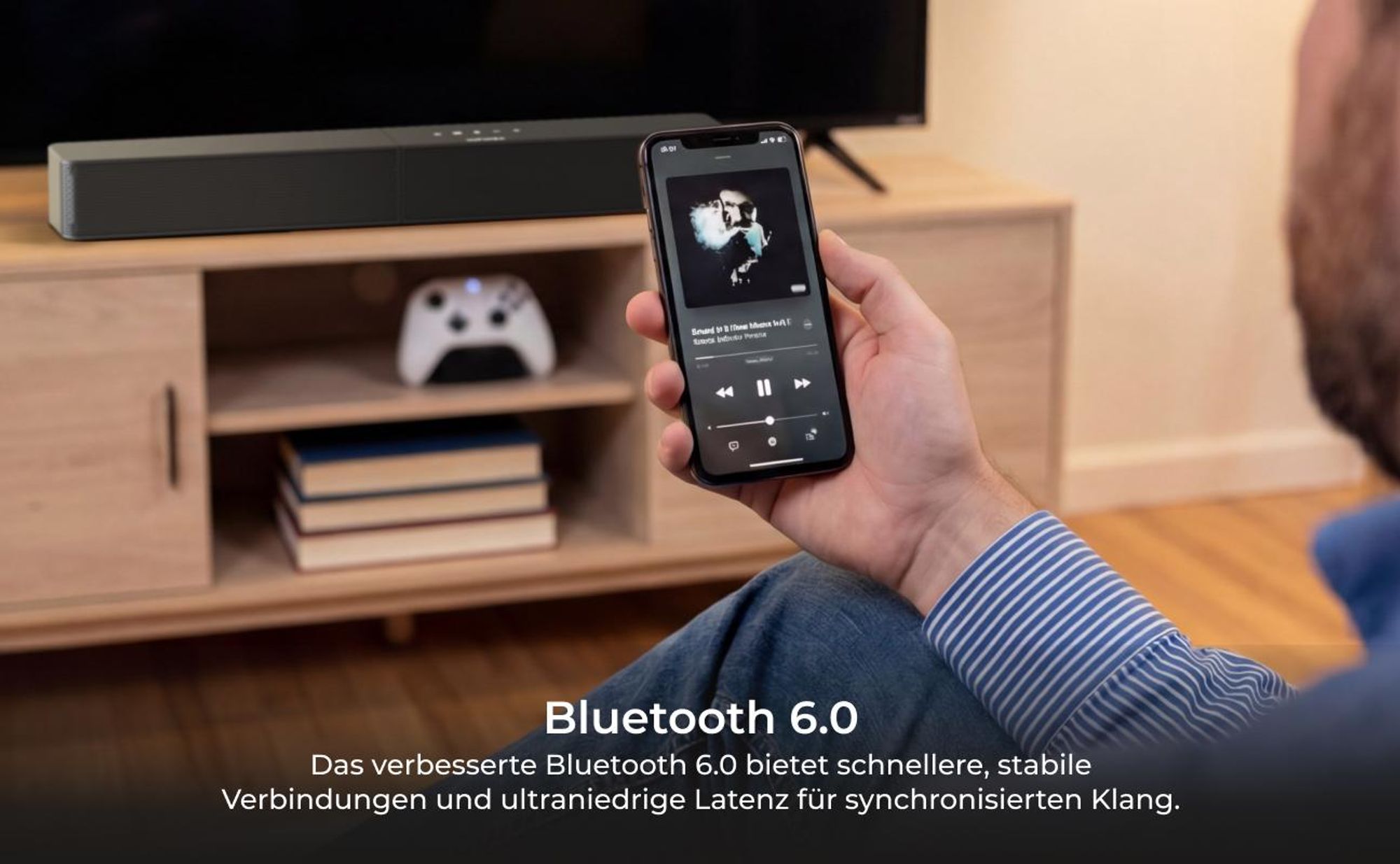 ULTIMEA 2.1-Kanal Soundbar mit kabellosem Subwoofer, 240 W Spitzenleistung, VoiceMX & BassMX, App-Steuerung, HDMI, Bluetooth® 6.0, Poseidon R3T