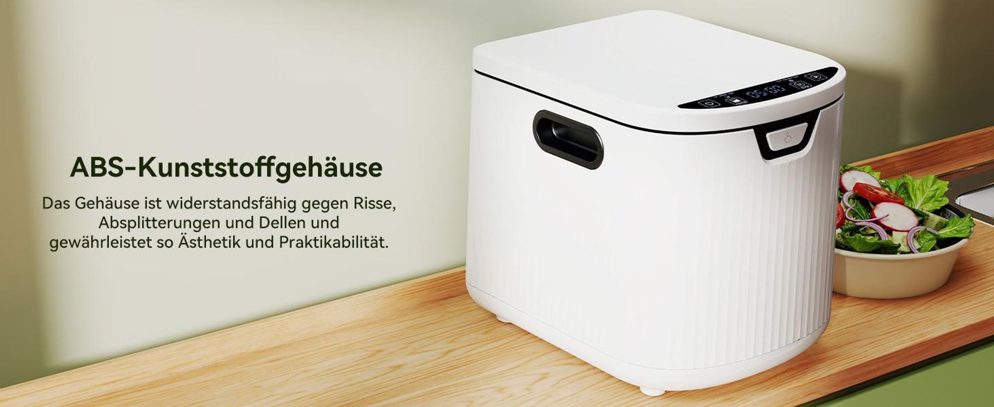 Puluomis Intelligenter Elektrischer Komposter 3.3L, 3-in-1 selbstreinigend, geruchsfrei und leiser Küchenkomposter, für Obst-/Gemüseabfälle Küche