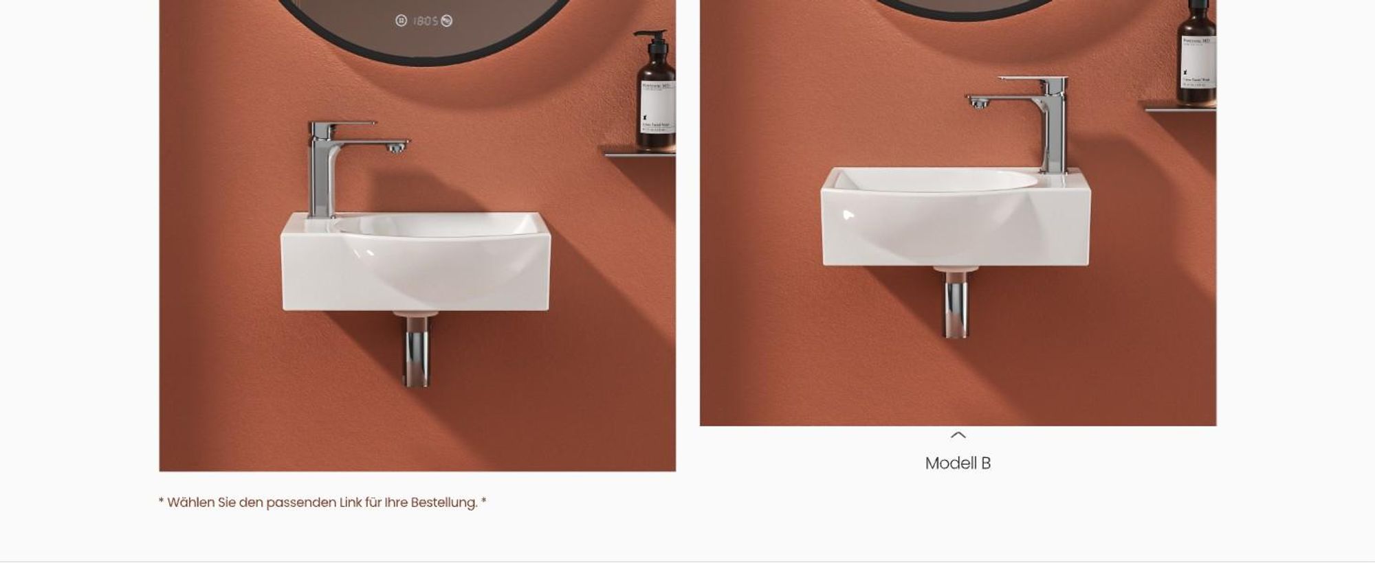EMKE Asymmetrische Waschbecken mit Hahnloch rechts Kompaktes Hängewaschbecken für Gäste-WC kleines Handwaschbecken zur Wandmontage