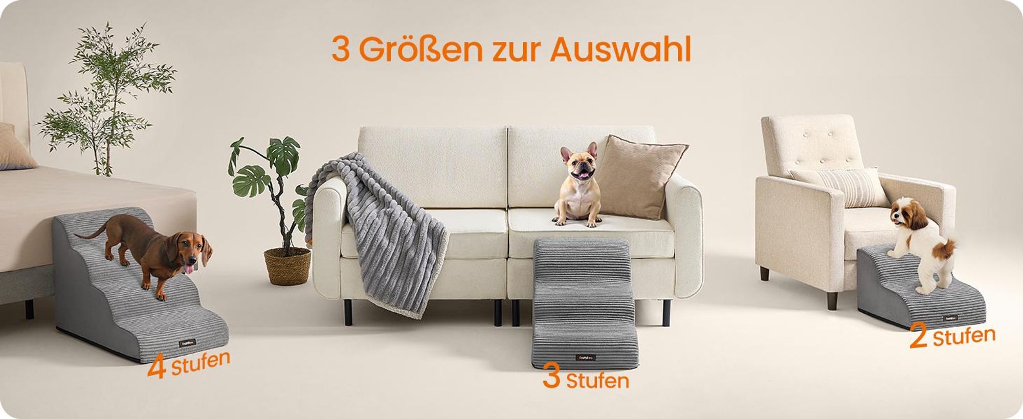 4-stufig-Haustiertreppe, für Bett, Sofa, wasserdichte Katzentreppe, rutschfest