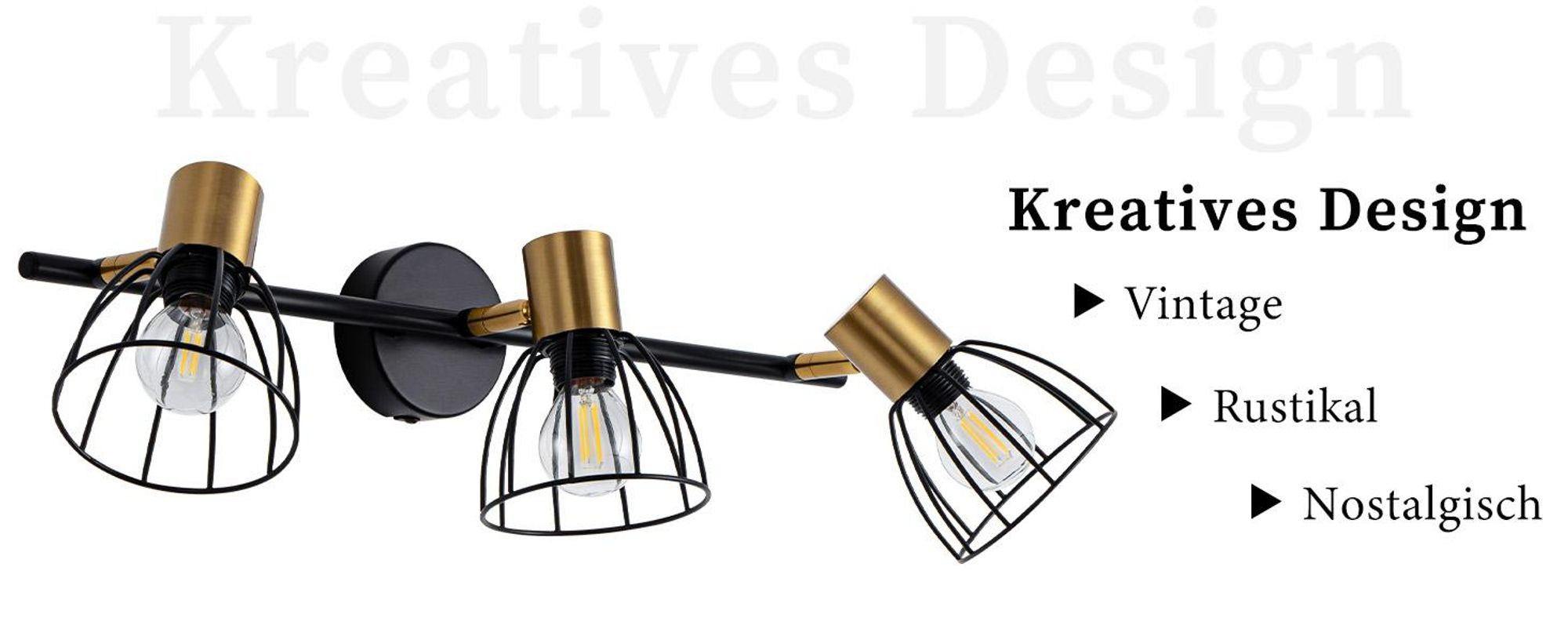 ZMH luci da parete nere lampada da parete per interni faretto da corridoio lampada da parete orientabile 350° 3 fiamme E14 faretto da parete in metallo per corridoio (senza lampadina)