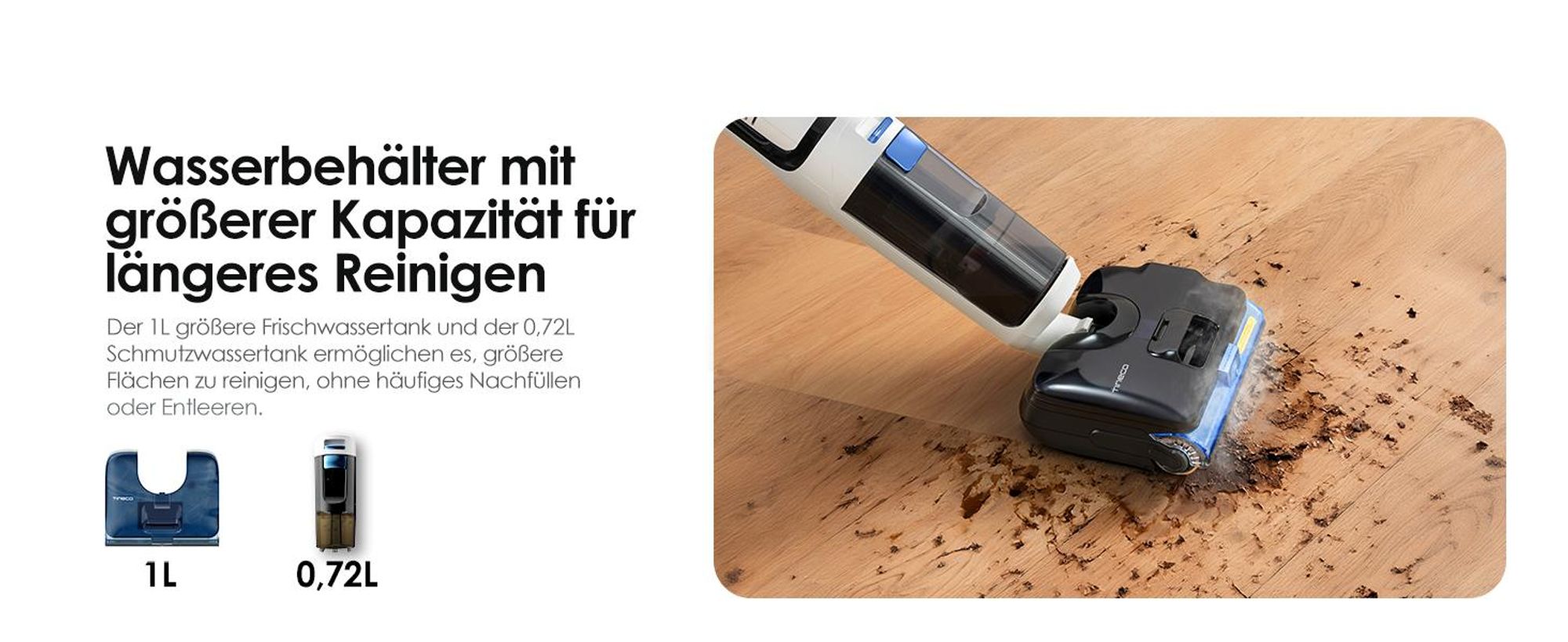Tineco FLOOR ONE S6 Stretch Steam Nass Trockensauger mit Kabel, 160℃ Dampfreiniger, BoostSteam, 180°Lay-Flat, Anti-Tangle, FlashDry Selbstreinigung