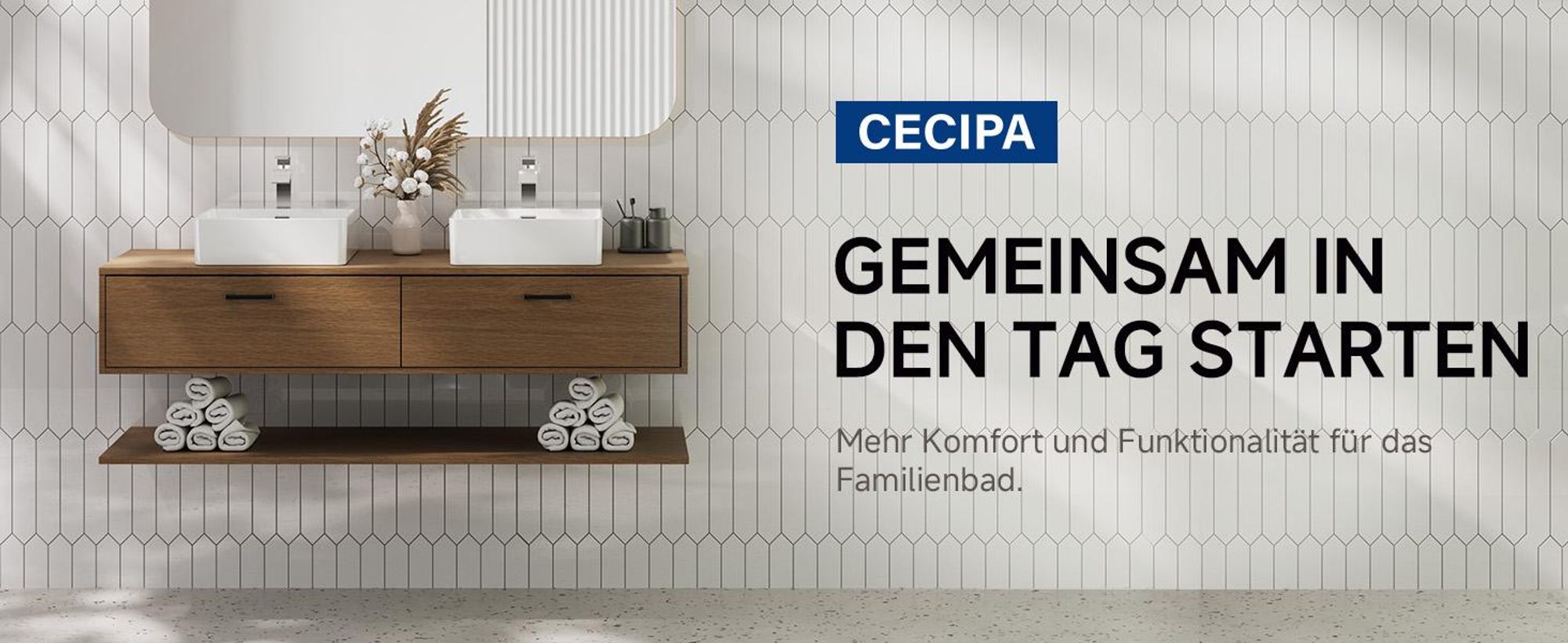 Waschbecken 50x42 cm mit Armatur Set, Keramik Aufsatzwaschbecken eckig, Cecipa MAX Badwaschbecken Wandmontage, Wasserfall Armatur pflegeleicht