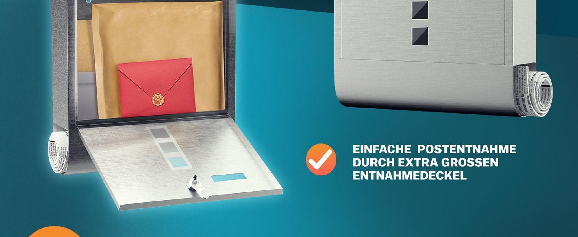 MONZANA® Briefkasten Kreuzschloss mit Kupfer-Schließzylinder drehbare Abdeckung 31x10x34 cm Sichtfenster Namensschild Zeitungsfach einfache Montage Edelstahl 2 Schlüssel Postkasten Silber
