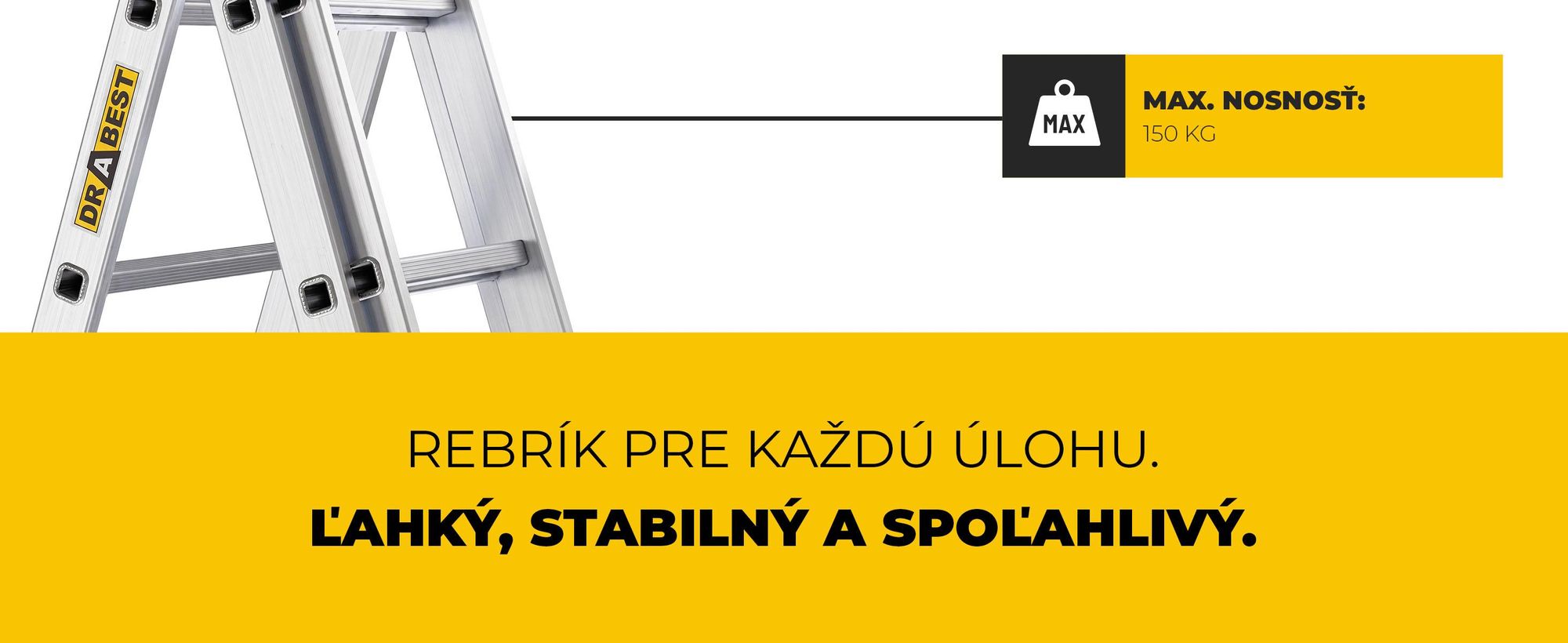Drabest | Hliníkový Rebrík 3x8, Multifunkčný Vysúvací A Skladací, Protišmykové Priečky, Stabilizátor,  150 kg
