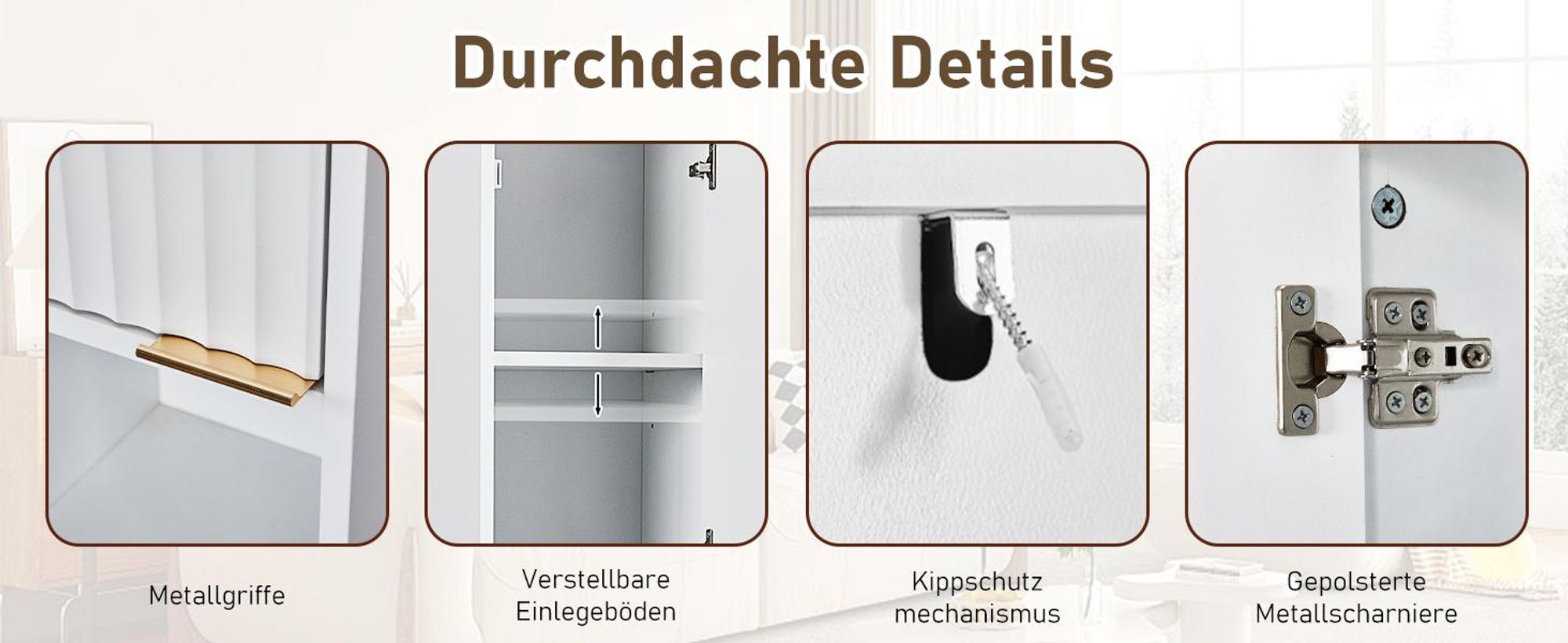 FCH Badezimmerschrank, Badschrank, Hochschrank mit 2 Türen und 2 offenes Fach, verstellbaren Ablagen, 30x28x170cm, Weiß