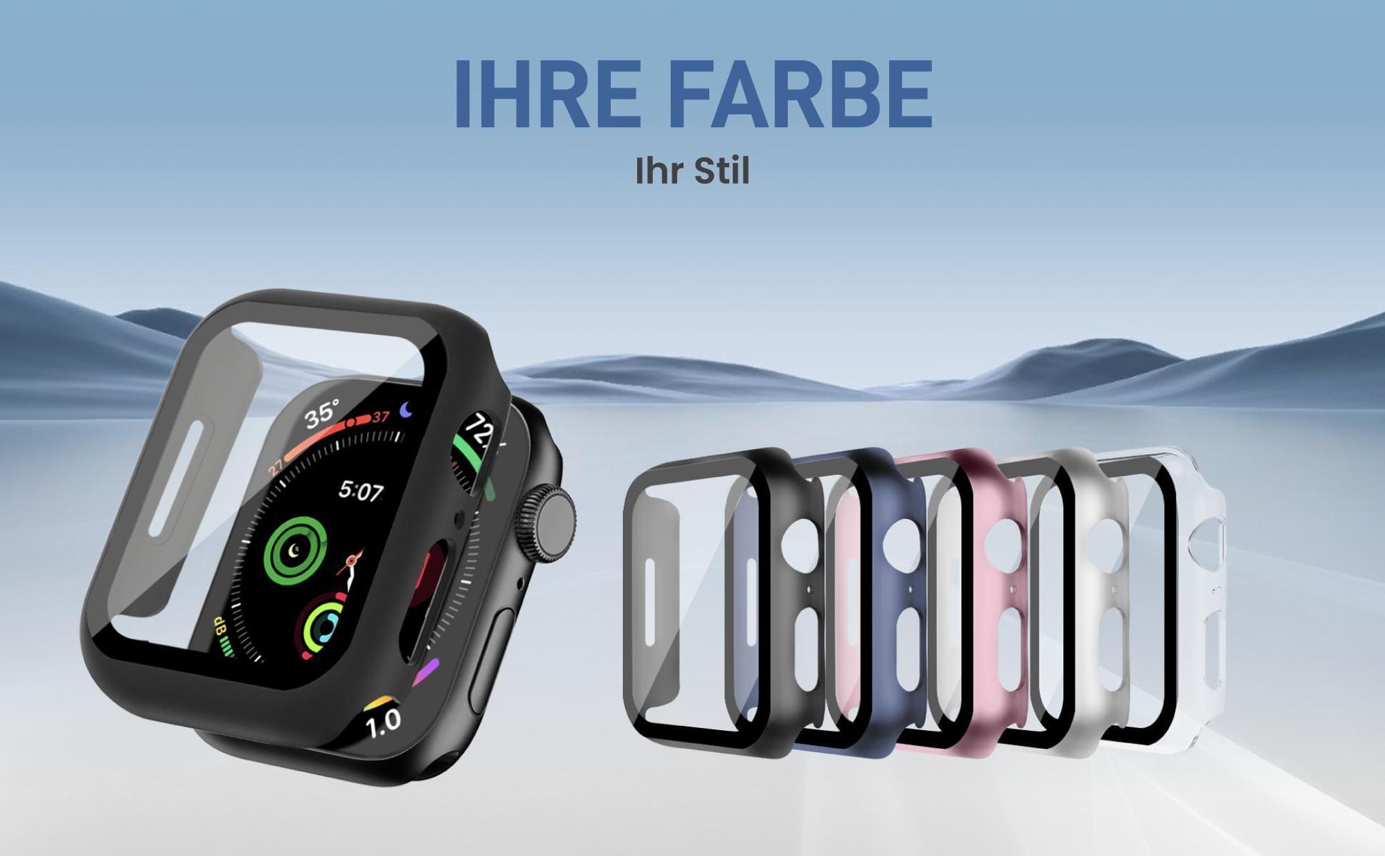 Cover Front Back für Apple Watch Series 7 / 8 / 9 45 mm in verschiedenen Farben