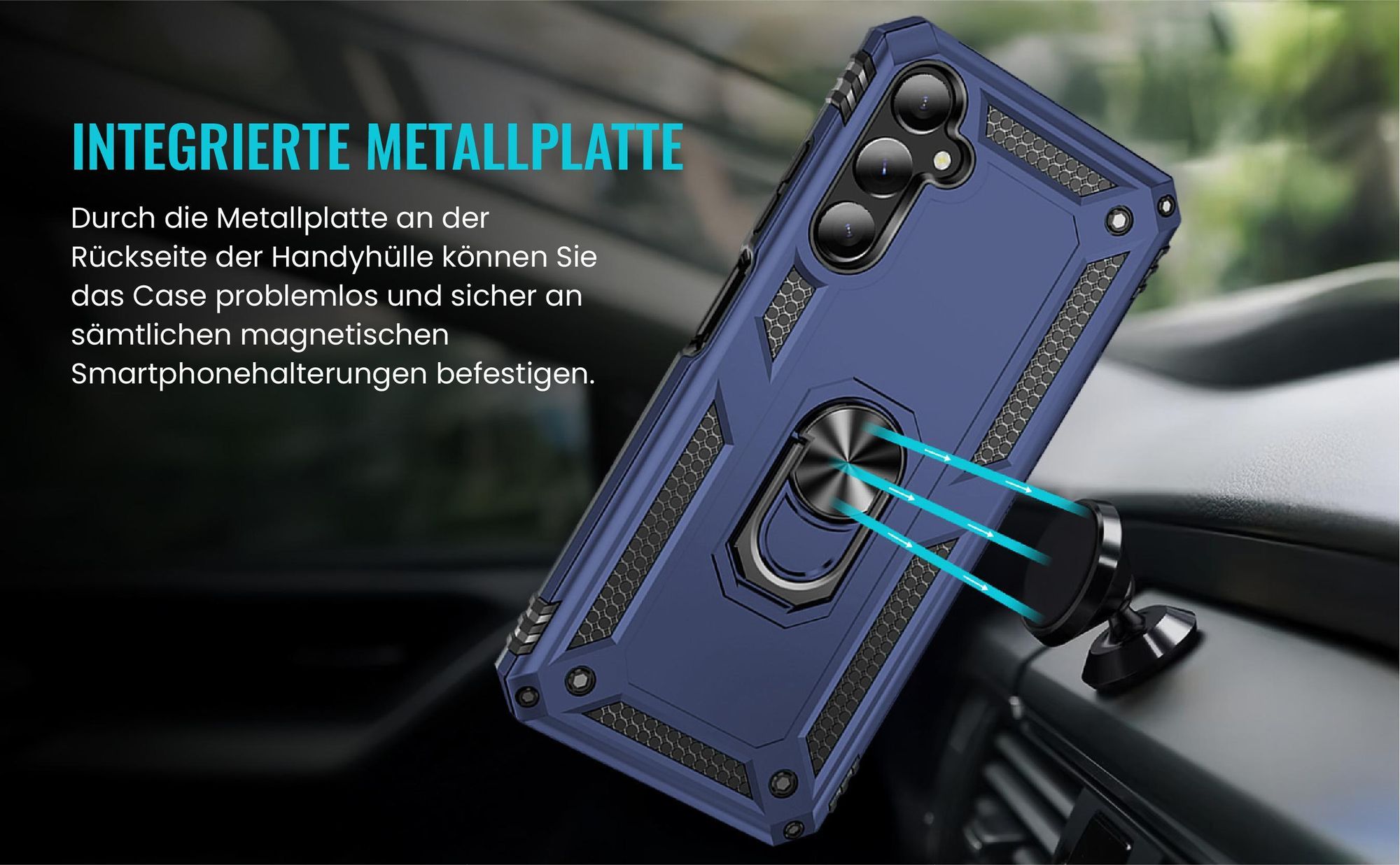Bumper für Samsung Galaxy S24 FE in Blau mit Metallplatte