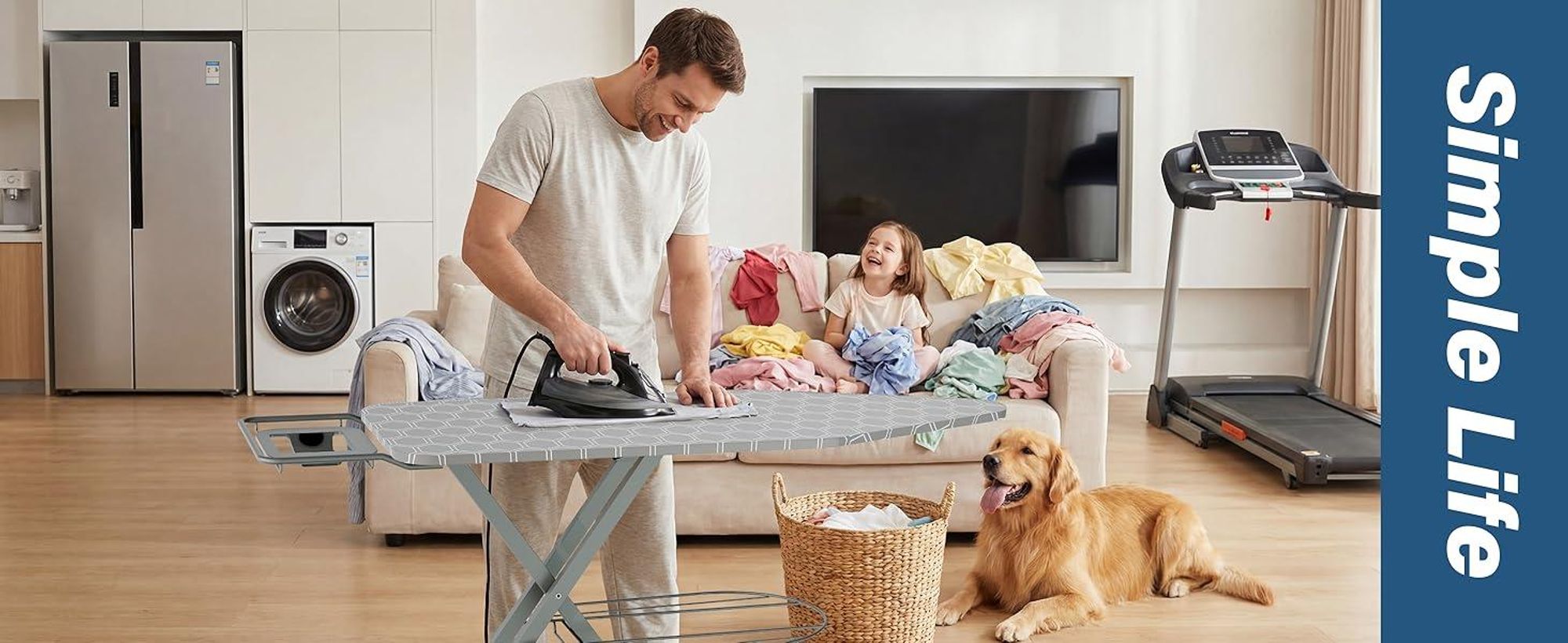STANEW Bügelbrett 120 x 45 cm,Klappbares Bügelbretter Bügeltisch für Dampfbügeleisen,Sicherheitsschließsystem,höhenverstellbar,Wabengrau
