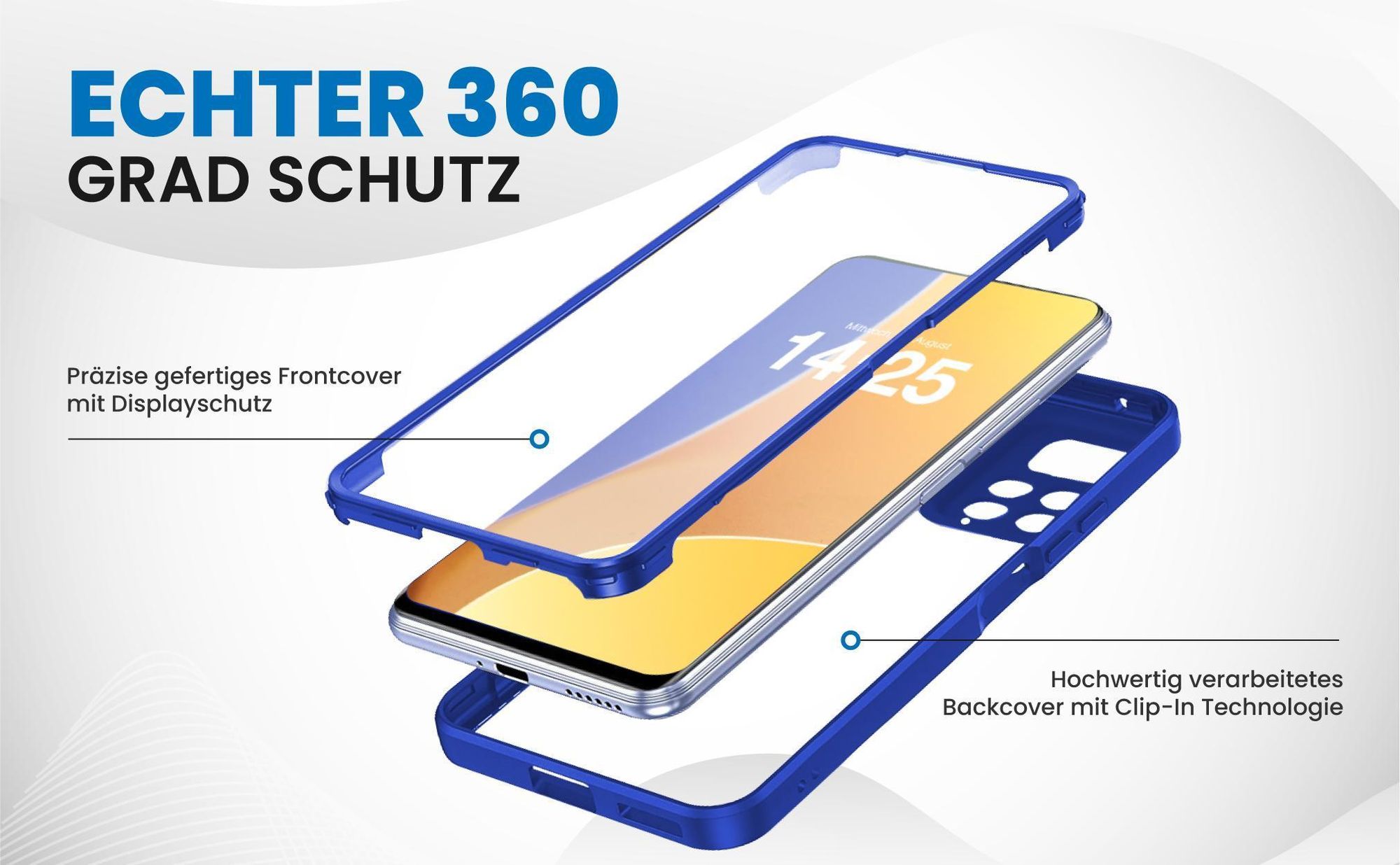 Blaues 360 Grad Case für Xiaomi Redmi Note 11 Pro mit Schutz von beiden Seiten