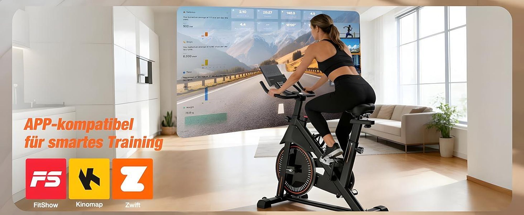 DH FitLife 2026 Heimtrainer Fahrrad, magnetisches Ergometer mit Pulssensor & APP, leises Indoor Bike, neuer Lenker & Monitor