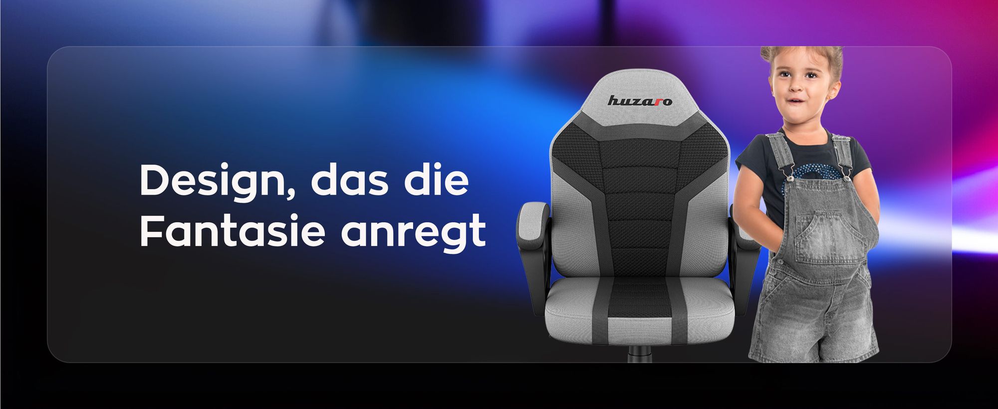 Huzaro Schreibtischstuhl Kinder Ranger 1.0 Gaming Stuhl Racing Sessel Bürostuhl Drehstuhl Gamer bis 130 kg mesh Grau