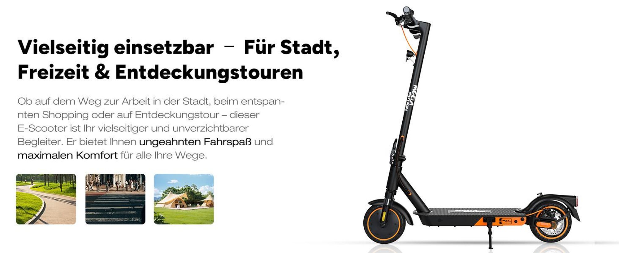 MEGA MOTION E-Scooter mit Straßenzulassung, Elektroroller mit 400W Motor, APP, max Speed 20KM/H, 7,8AH Batterie, 15KG Gewicht, faltbar, Duales Bremsen