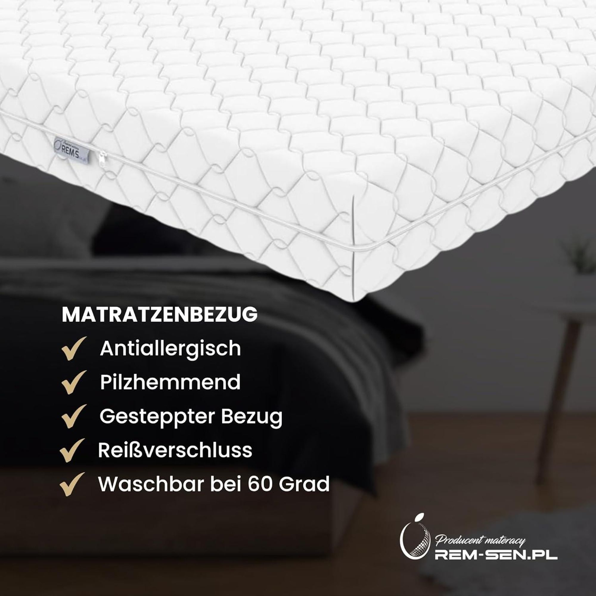 REM-SEN Matratze Classic 120x180cm Höhe 15 cm H3 7-Zonen Polyurethanschaum Atmungsaktiv Antiallergisch   Membranhülle Premium