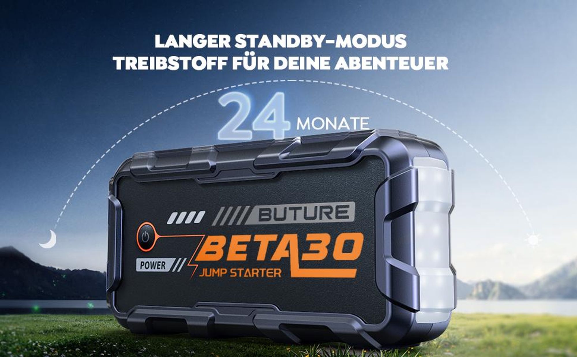 Buture Starthilfe Powerbank, 6000A 26800mAH, Starter Powerbank Auto Starthilfe, Drei-in-Eins-Startnetzteil, Starthil