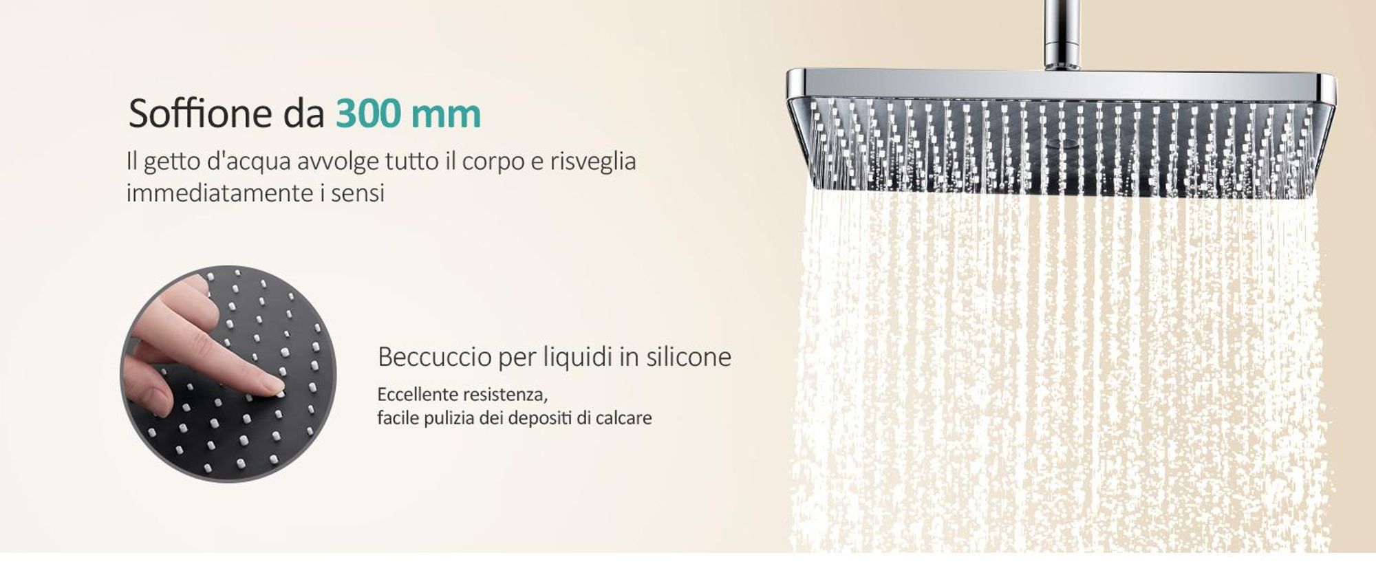 Sistema doccia EMKE con termostatico Set doccia in acciaio inox con doccetta a 3 funzioni, doccia a pioggia, pannello doccia, rubinetteria per vasca e doccia, KTW, cromo - F08