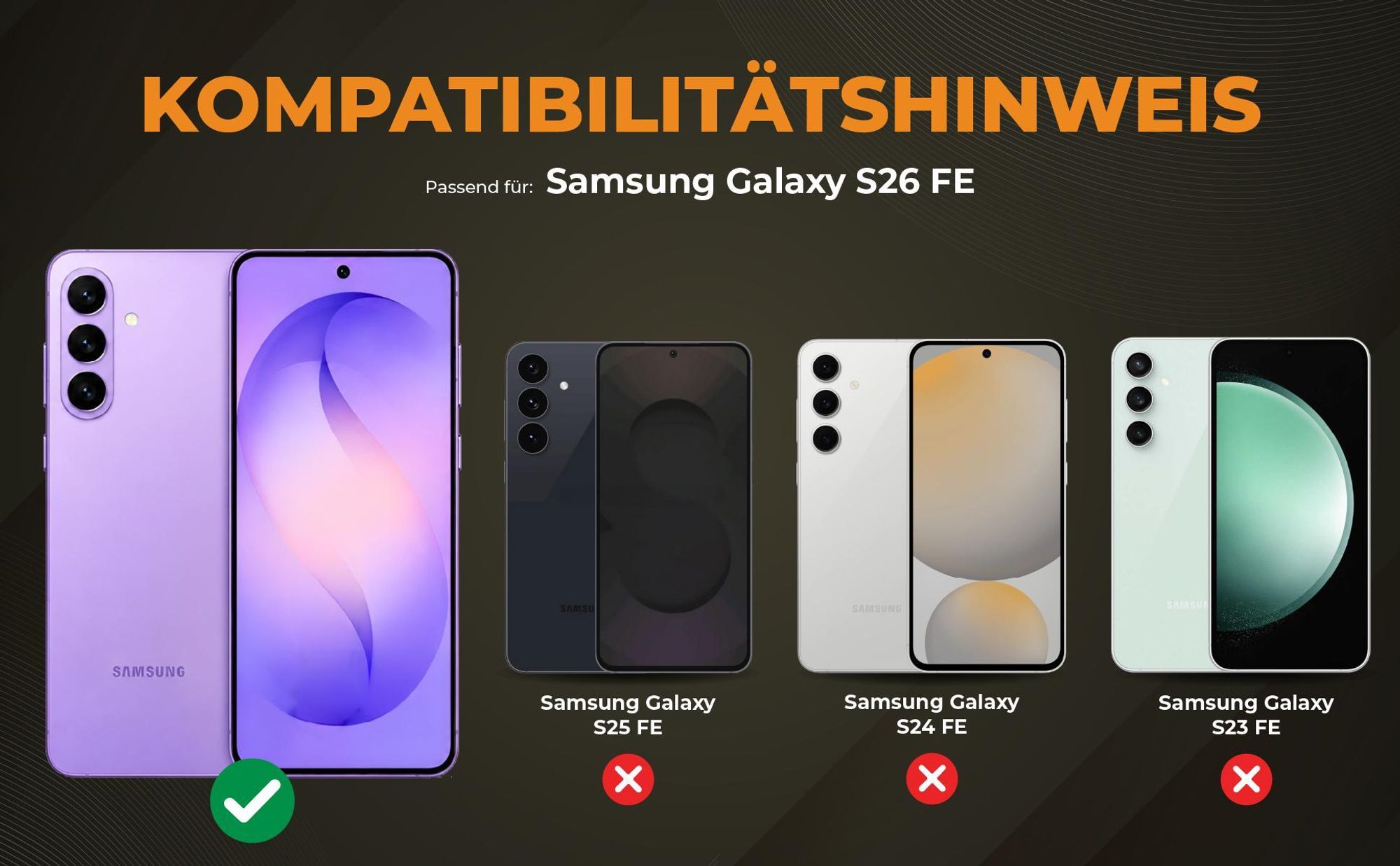 Kompatibilitätshinweise Hülle für Samsung Galaxy S26 FE