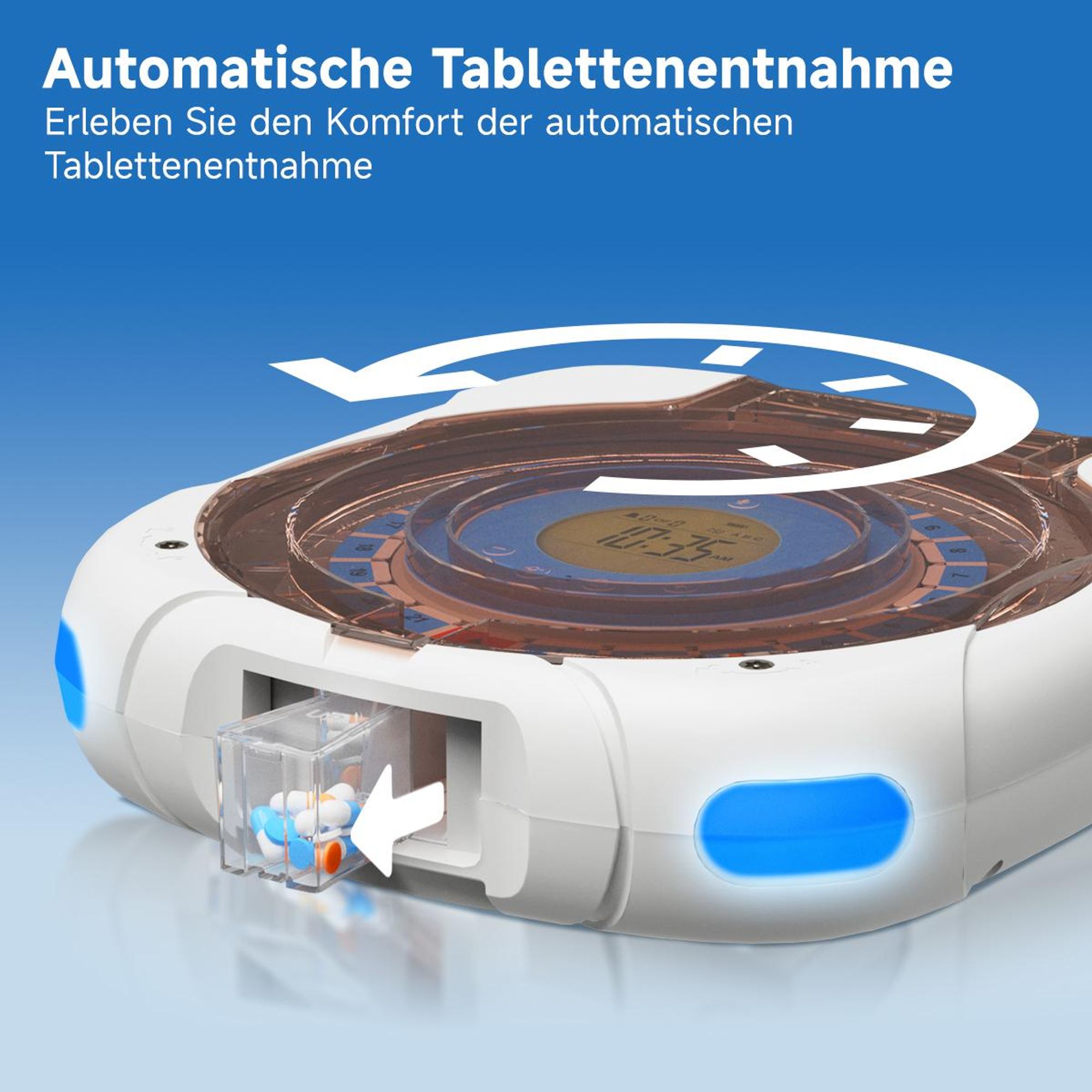 Retekess TH017 Smart-Pillenbox, Drahtlose WLAN-Kommunikation, Automatischer Pillenauswurf, 21 Pillenfächer, zwei Stromversorgungsoptionen,für Senioren