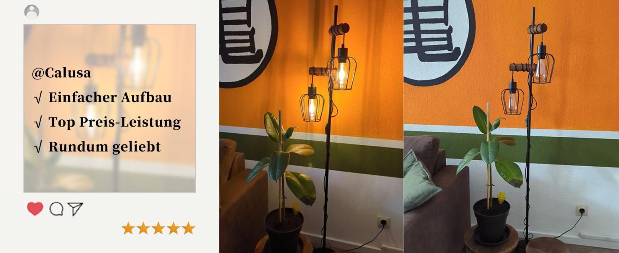 ZMH lampa stojąca 2 żarowa salon drewno lampa podłogowa czarna lampa salonowa stojąca metal lampa stojąca gniazdo E27 151cm lampa stojąca do sypialni