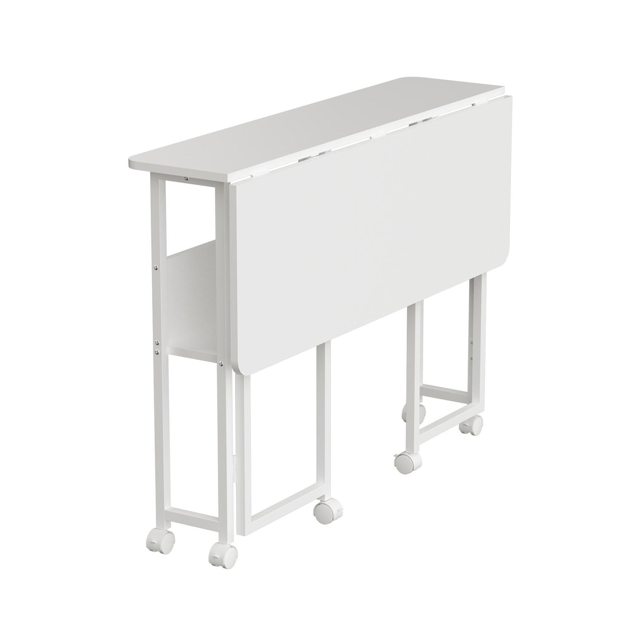 Maclean Klapptisch weiß fahrbar Platte 100x58cm max. 50kg MC-126 W
