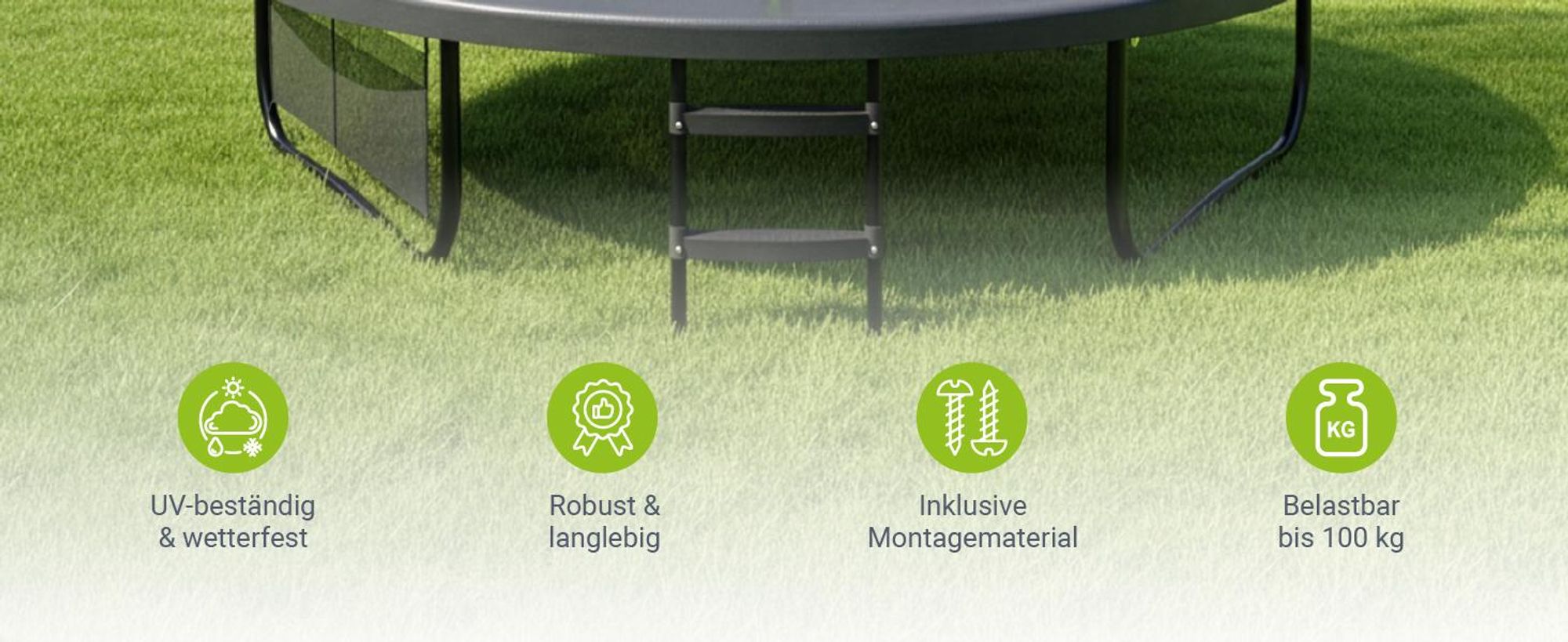 Juskys Trampolin SkyBounce S Ø 228 cm mit Sicherheitsnetz & Leiter