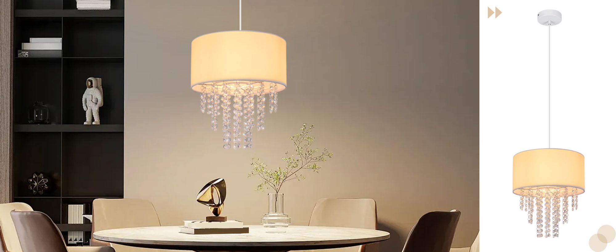 ZMH Hängelampe Wohnzimmer Pendelleuchte Schlafzimmer Hängeleuchte E27 Kristall Stoff Esstischlampe Hängend Modern Esszimmerlampe Esszimmer Pendellampe Design für Esstisch (Ohne Leuchtmittel)