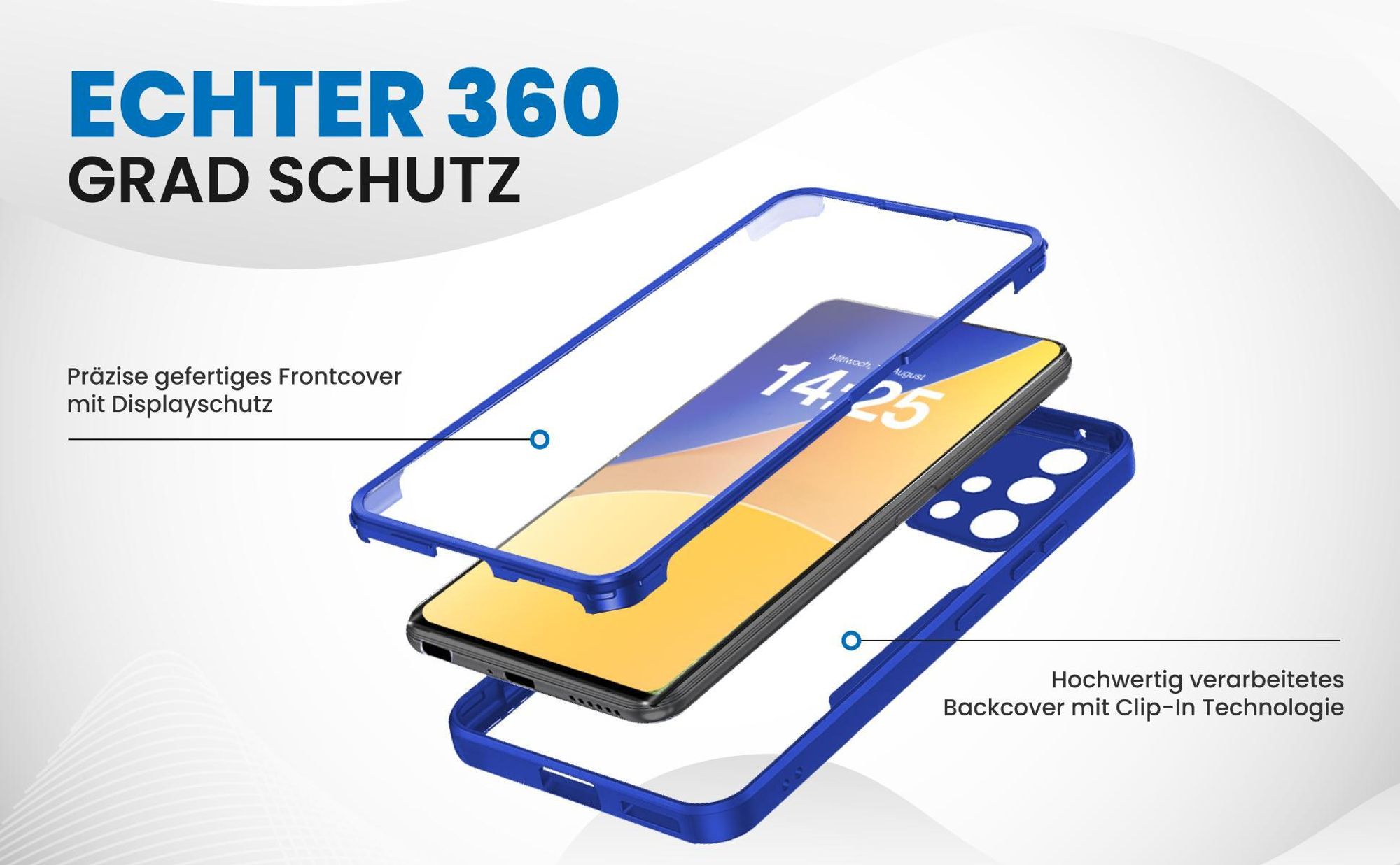 Blaues 360 Grad Case für Samsung Galaxy A51 mit Schutz von beiden Seiten