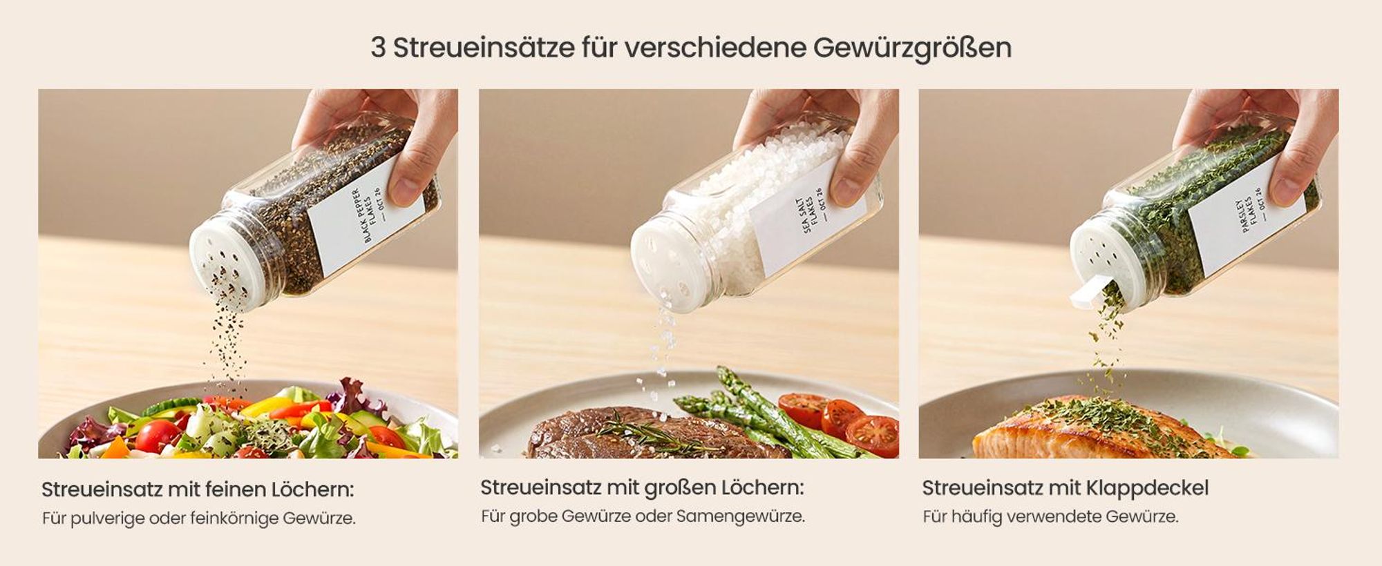 SONGMICS Gewürzgläser 24er Set, Eckige Gewürzdosen aus Glas, Luftdicht mit Etiketten, 120 ml, 4,5 x 4,5 x 10,5 cm, Schwarz
