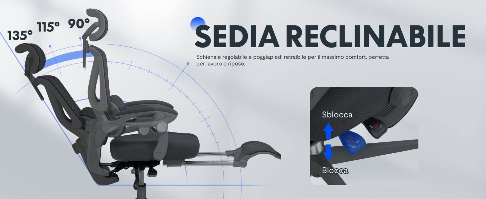 Sedia Ergonomica Da Ufficio Girevole In Rete Con Braccioli Ribaltabili E Supporto Lombare - TTD TIANTIANDA, Nero
