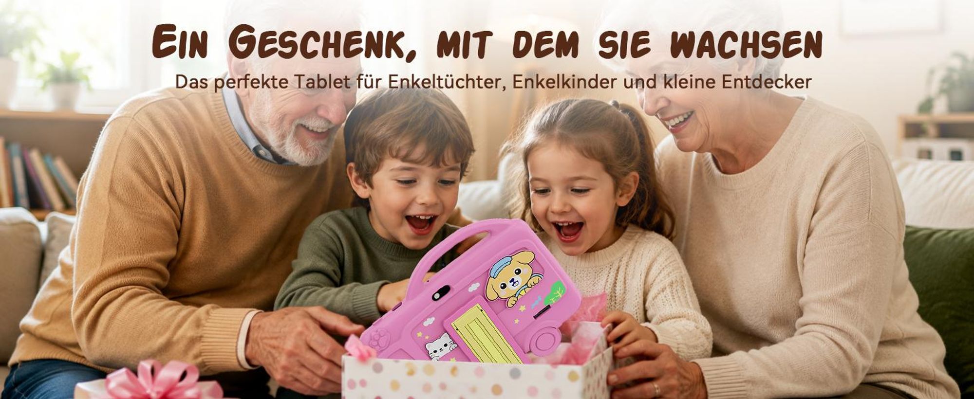 Tabwee K8 Kinder Tablet 7" , robuste Schutzhülle mit Griff und Ständer, Elternkontrolle, 4GB+32GB, Lern- & Spieltablet für Kinder von 3 bis 7 Jahren