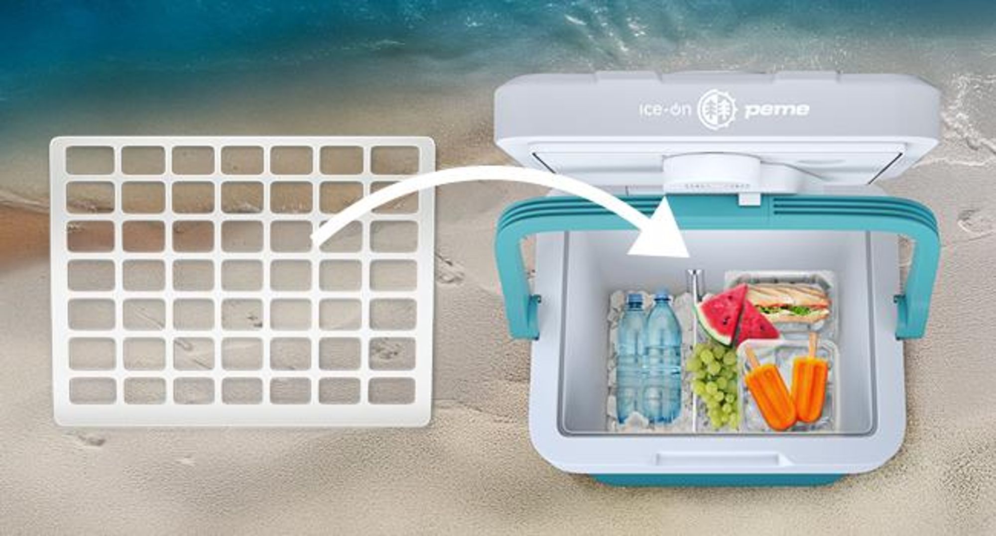 PEME Essential 23L Elektryczna lodówka turystyczna 12 V 230 V – termoelektryczna torba chłodząca do samochodu, na kemping, mini lodówka, pojemnik termiczny, USB, ECO, przenośna, podróżna, turkusowa