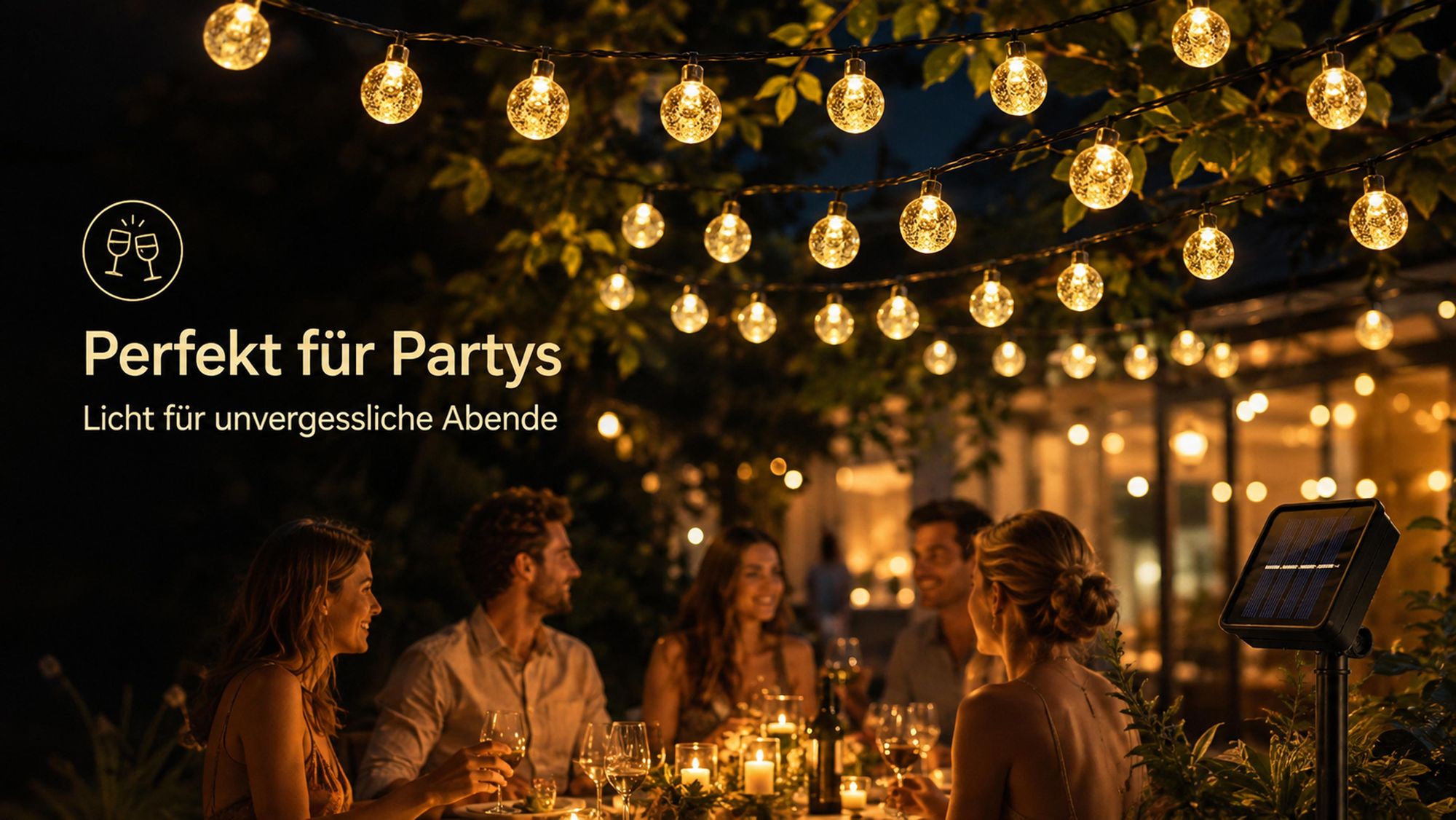 9.5M Lichterkette Außen Solar Glühbirnen LED Lichterketten, Innen Außen Weihnachten Beleuchtung Outdoor Garten Balkon Party Deko, Warmweiß
