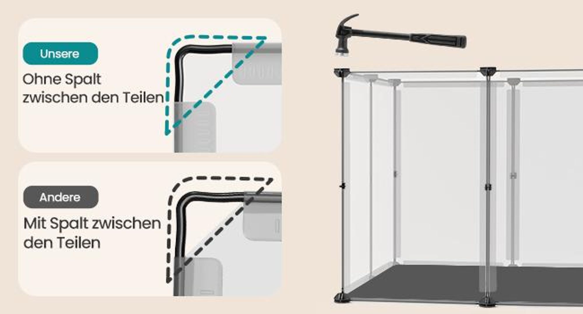 SONGMICS Kleintiergehege mit Bodenplatten, Gehege mit wasserfester Unterlage