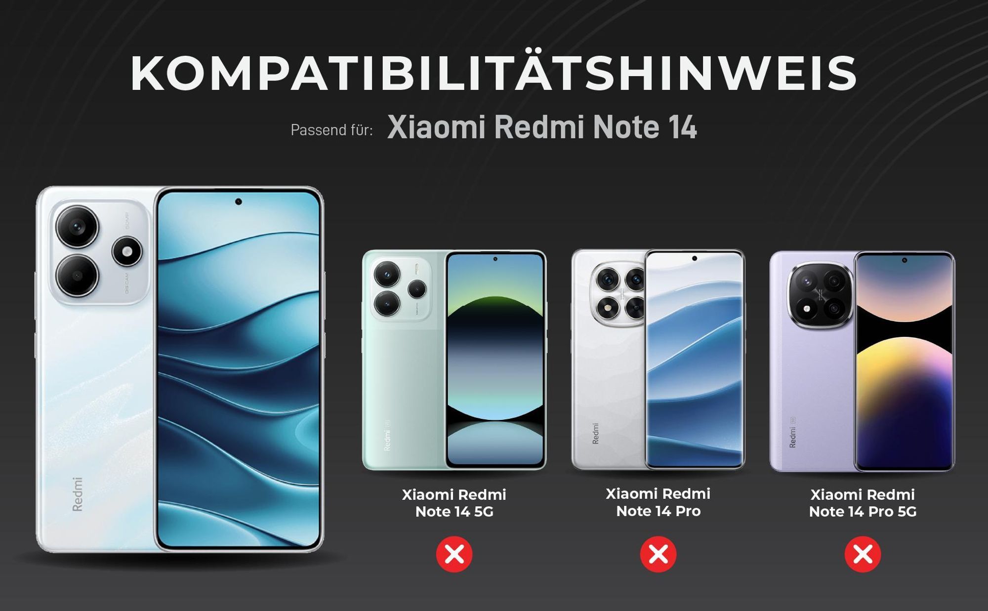 Kompatibilitätshinweise Kameraglas für Xiaomi Redmi Note 14