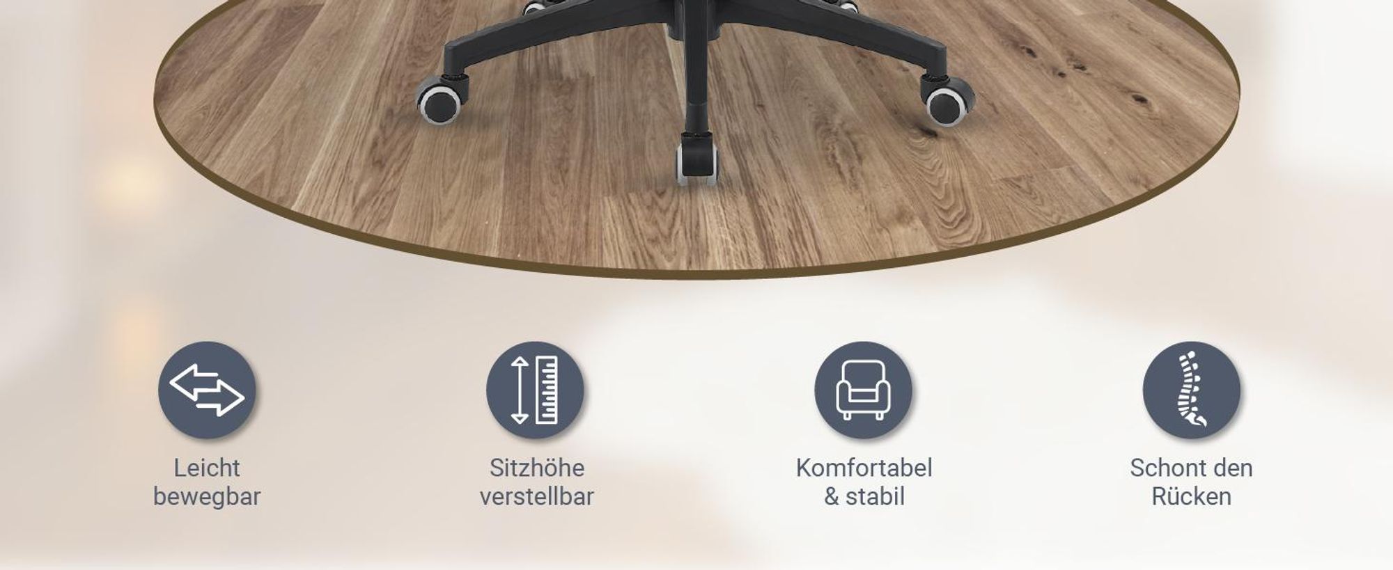 Juskys Bürostuhl Baltimore mit Rollen & Armlehne - ergonomisch & höhenverstellbar - Schwarz