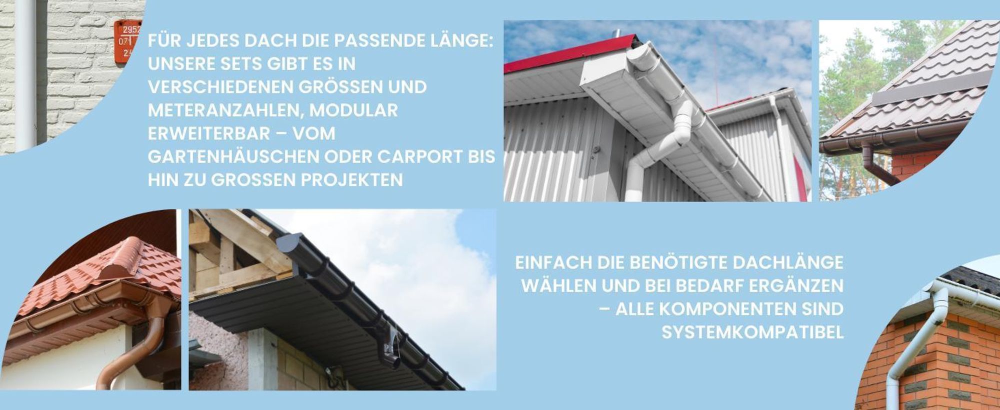 RAINWAY S Regenrinnen Komplettset (1 Dachseite) - PVC-U Kunststoff in 4 Farben, für Dachflächen < 100m² empfohlen (Set min. 6 Meter, braun) Regenrinnen PVC Plastik
