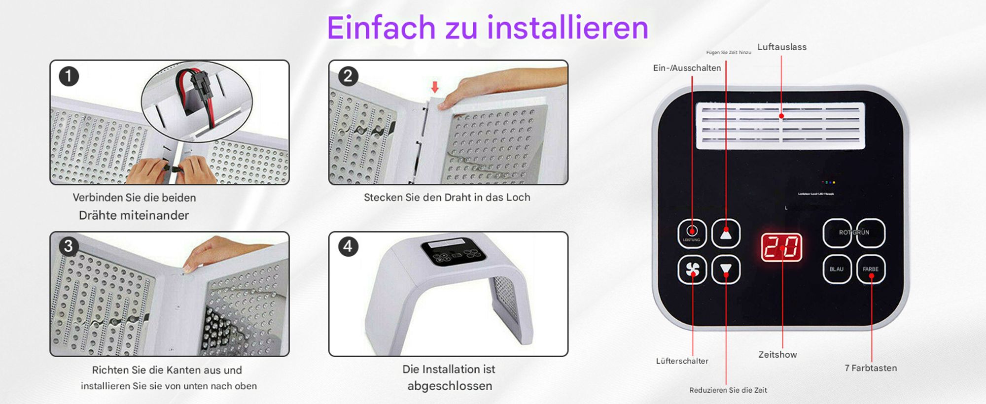 LED-Gesichtslichttherapie, 7-in-1-Farb-LED-Gesichtsmaske, Gesichts- und Körperschönheitsausrüstung