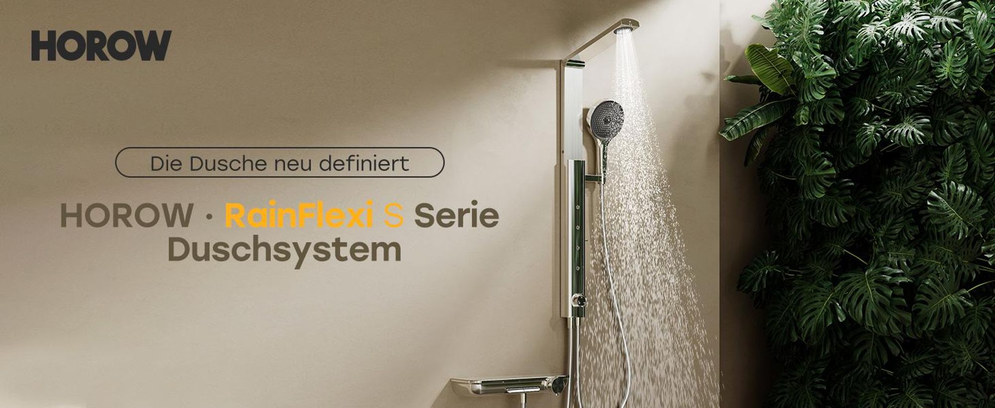 HOROW Regendusche Set mit Thermostatarmatur, Chrom Duschset Duschsystem mit 4 Massage-Modi, Klappbares Duschset, Höhenverstellbar, für Badewannen